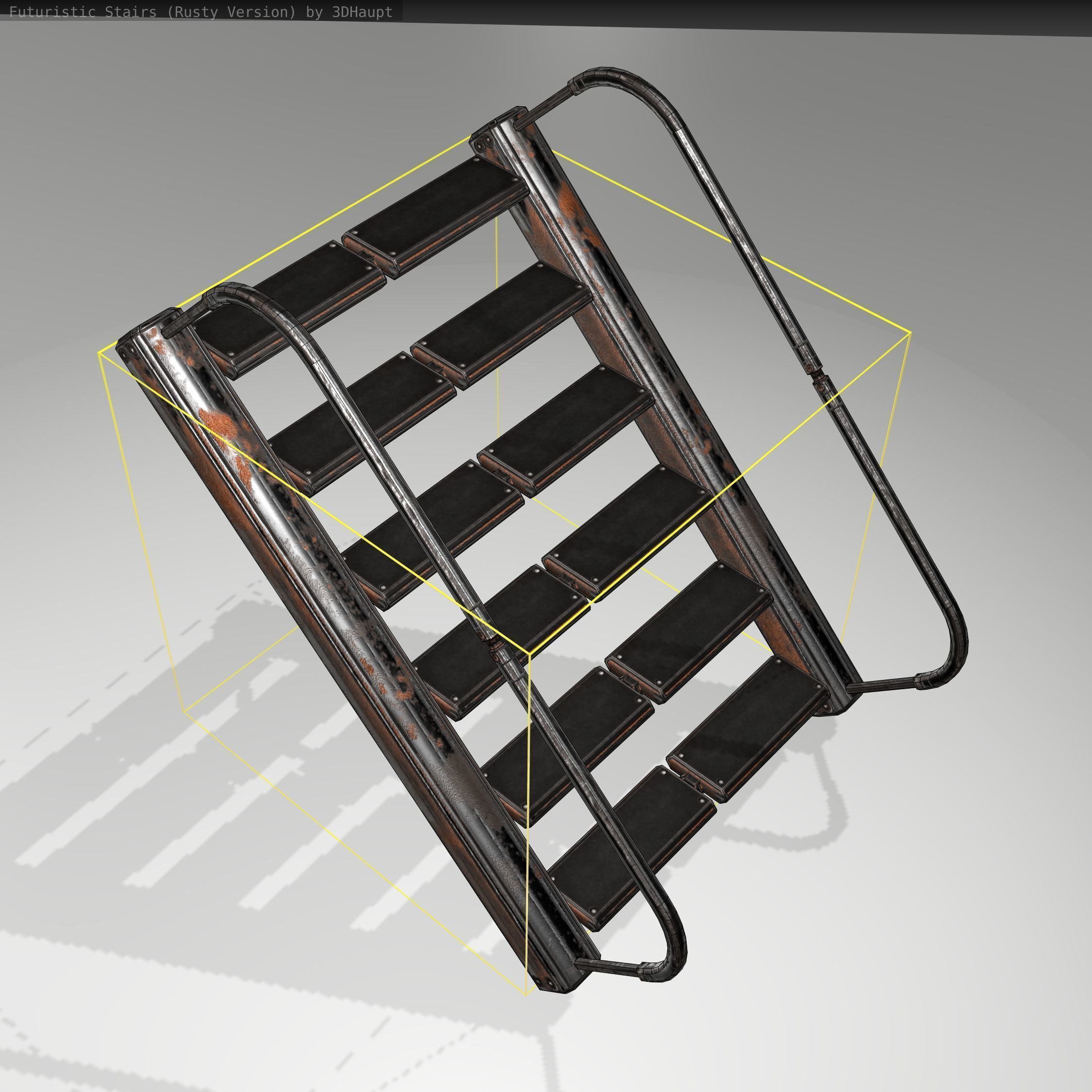 Futuristic Stairs - 19 - Rusty Textures Low-poly 3D model_18