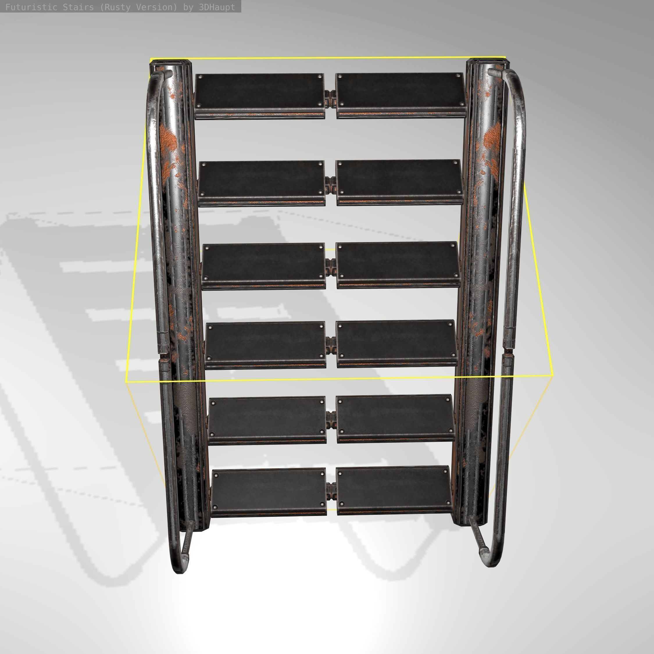 Futuristic Stairs - 19 - Rusty Textures Low-poly 3D model_14