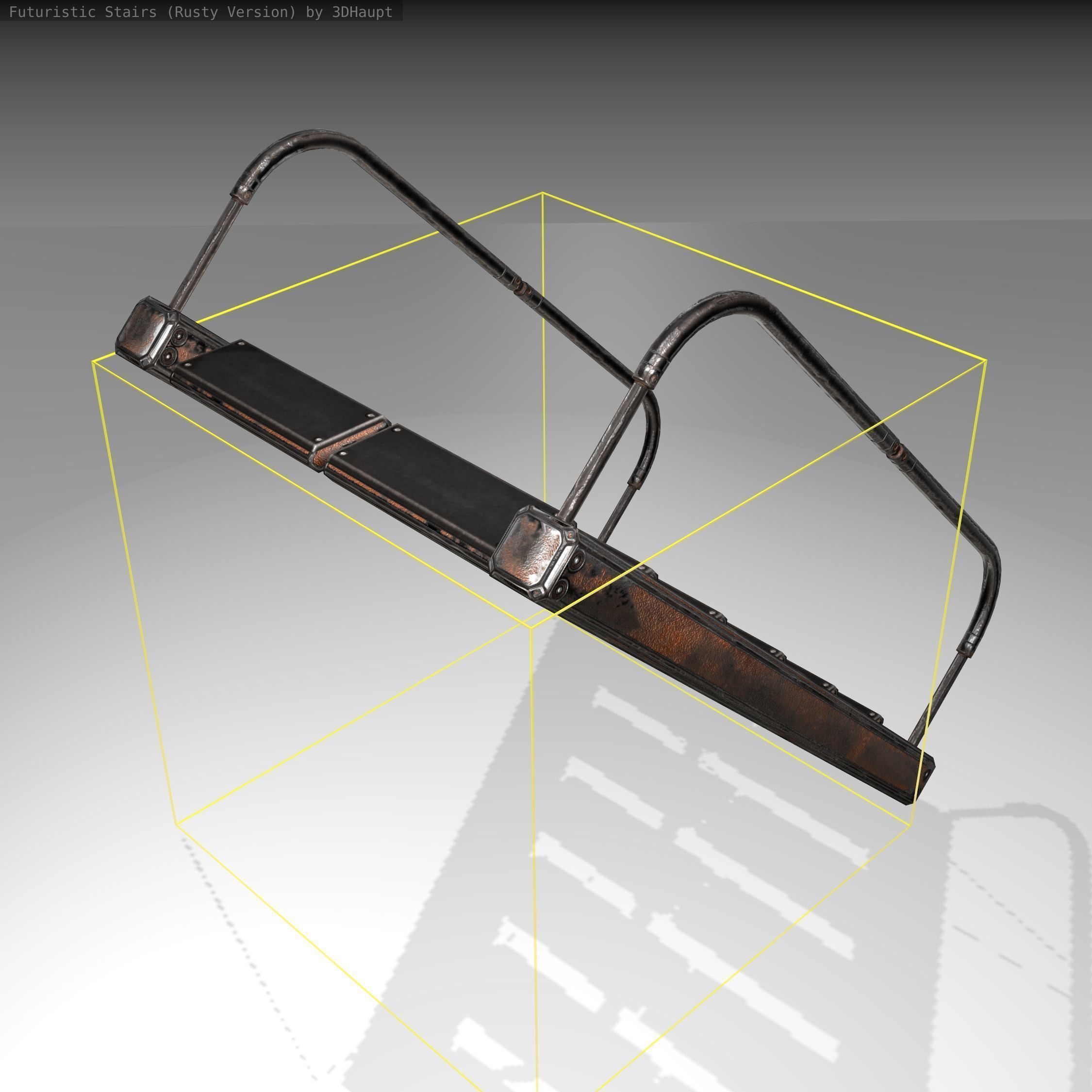 Futuristic Stairs - 19 - Rusty Textures Low-poly 3D model_3