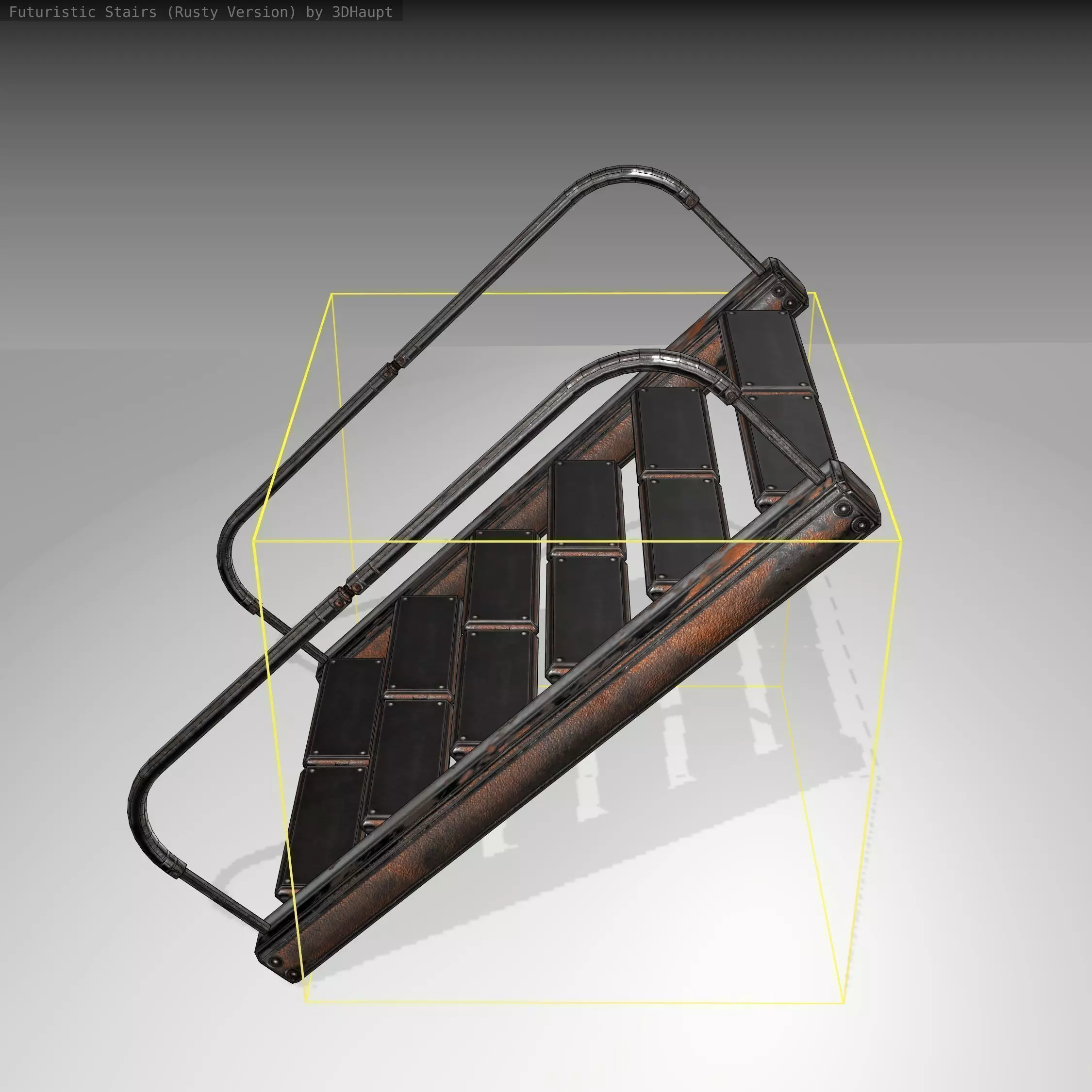 Futuristic Stairs - 19 - Rusty Textures Low-poly 3D model_0