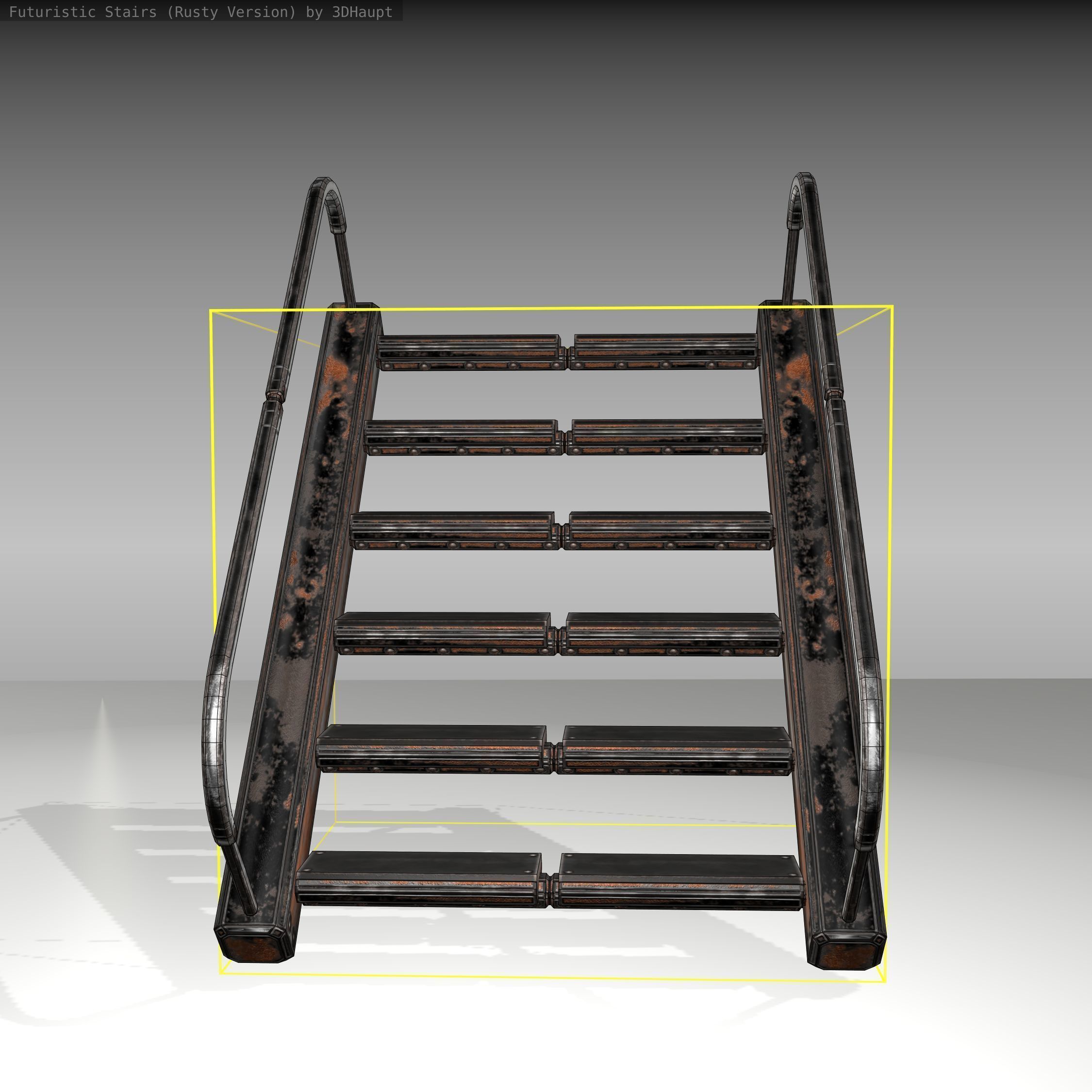 Futuristic Stairs - 19 - Rusty Textures Low-poly 3D model_13