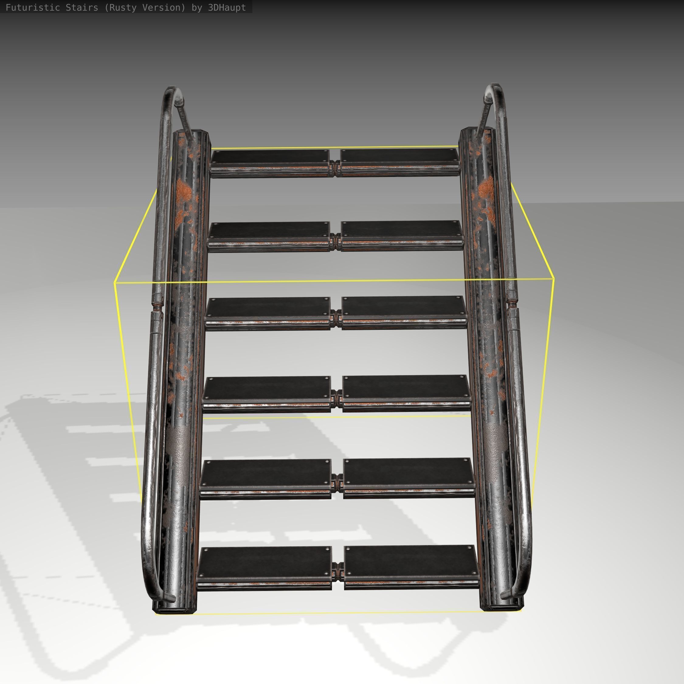 Futuristic Stairs - 19 - Rusty Textures Low-poly 3D model_6