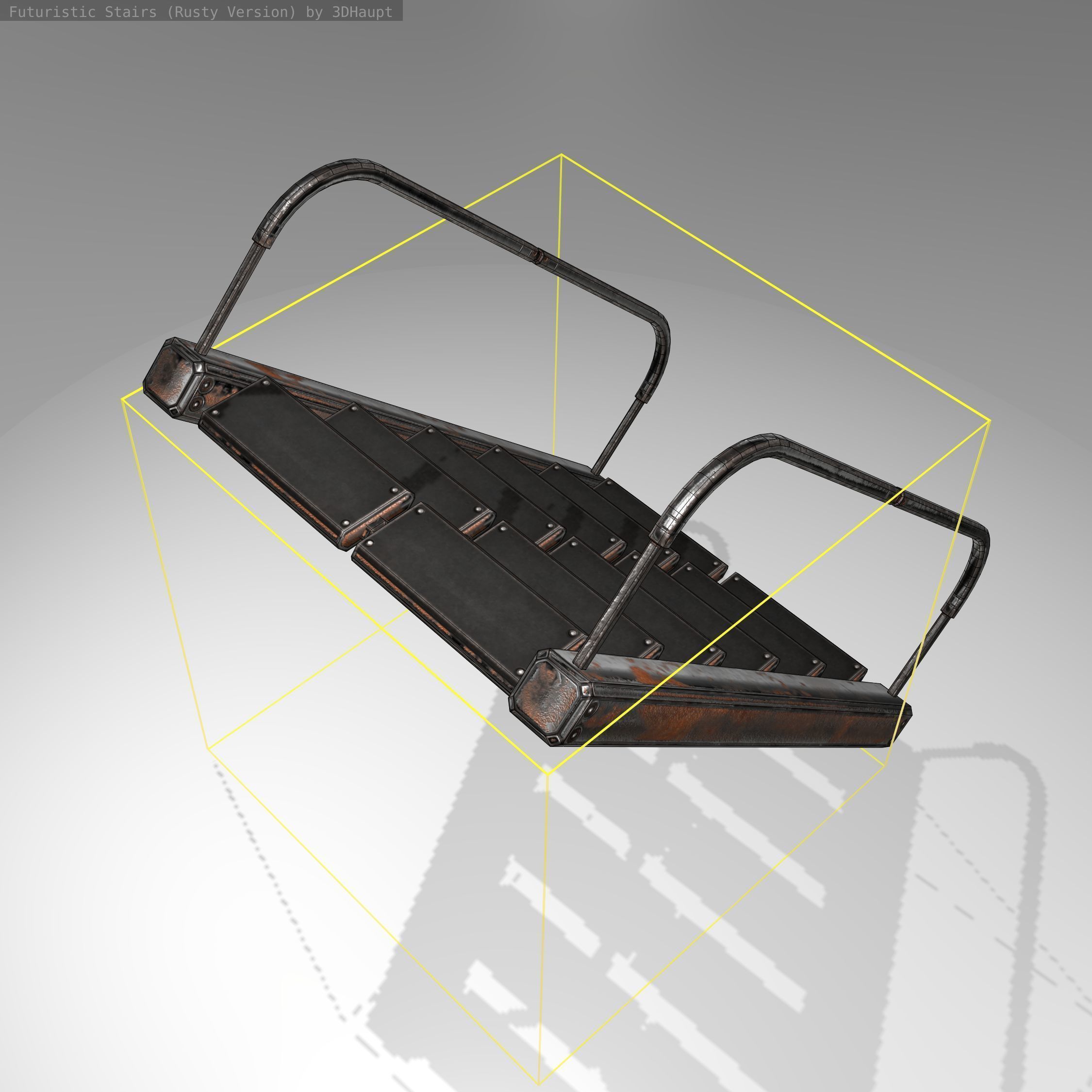 Futuristic Stairs - 19 - Rusty Textures Low-poly 3D model_17