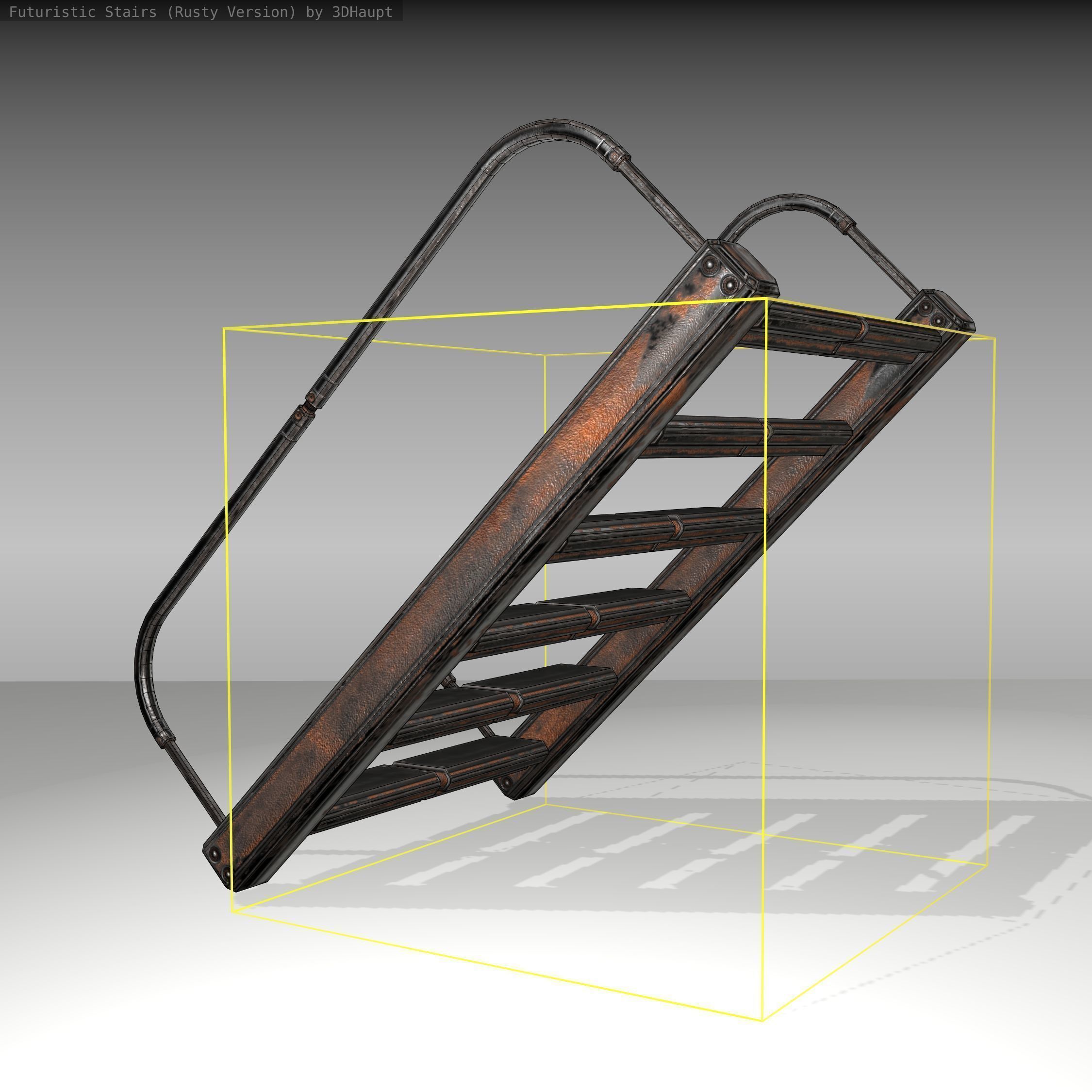 Futuristic Stairs - 19 - Rusty Textures Low-poly 3D model_9