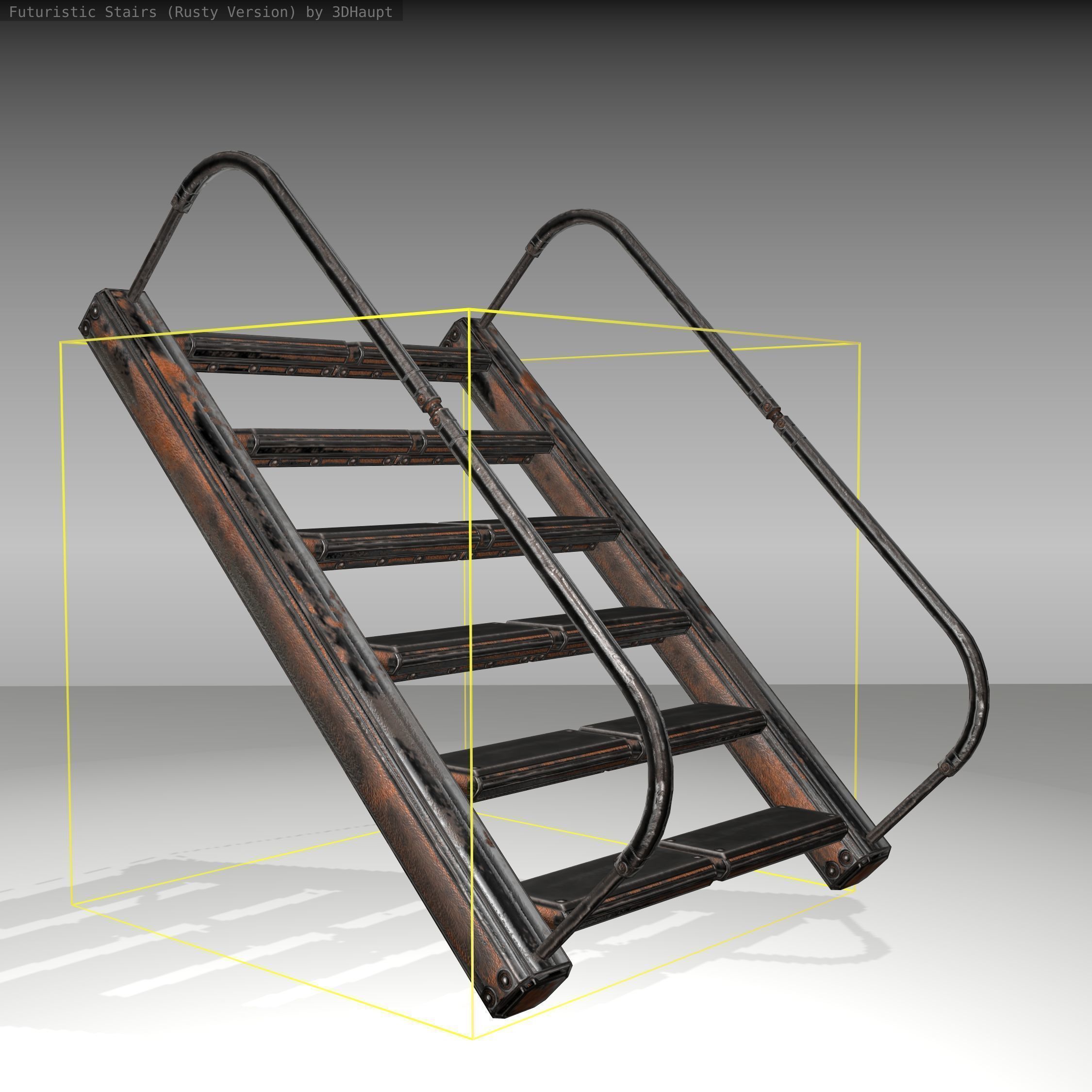 Futuristic Stairs - 19 - Rusty Textures Low-poly 3D model_12