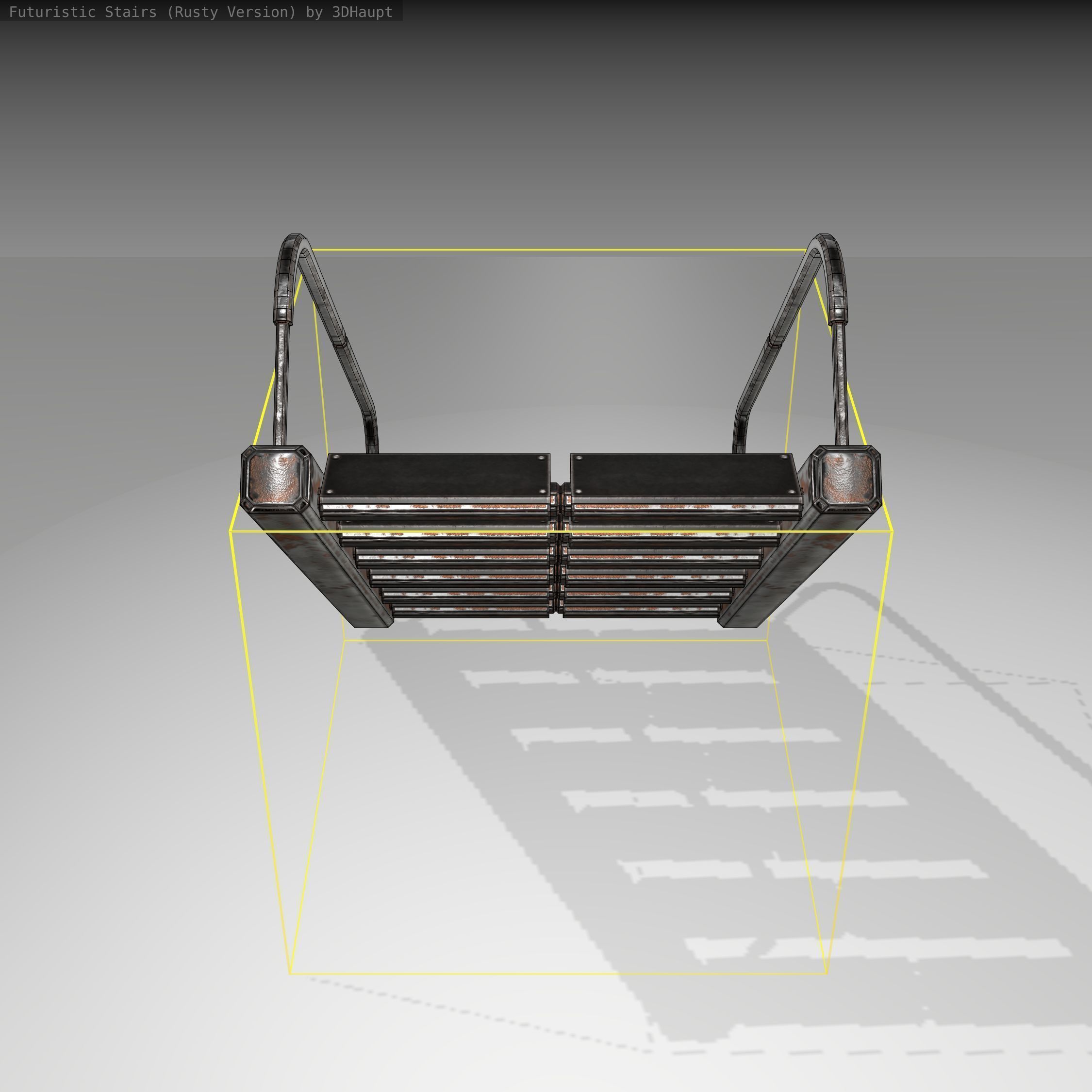 Futuristic Stairs - 19 - Rusty Textures Low-poly 3D model_2