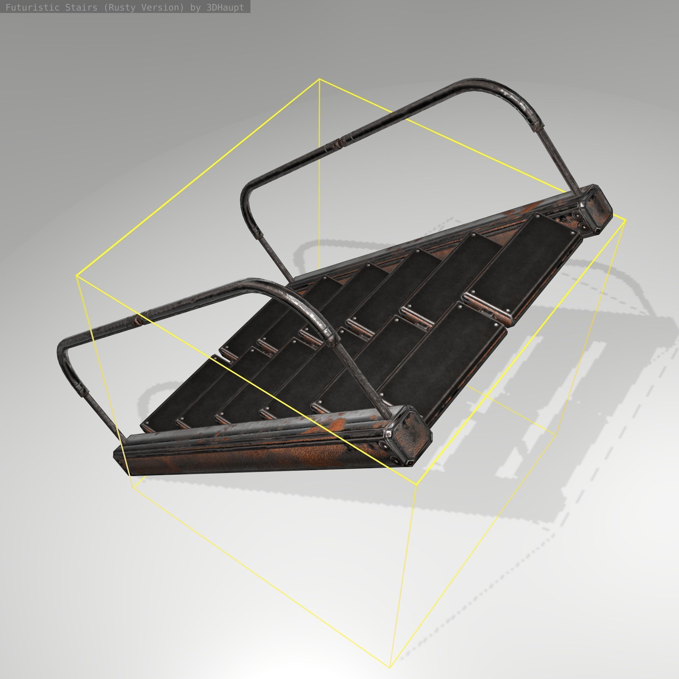 Futuristic Stairs - 19 - Rusty Textures Low-poly 3D model_16
