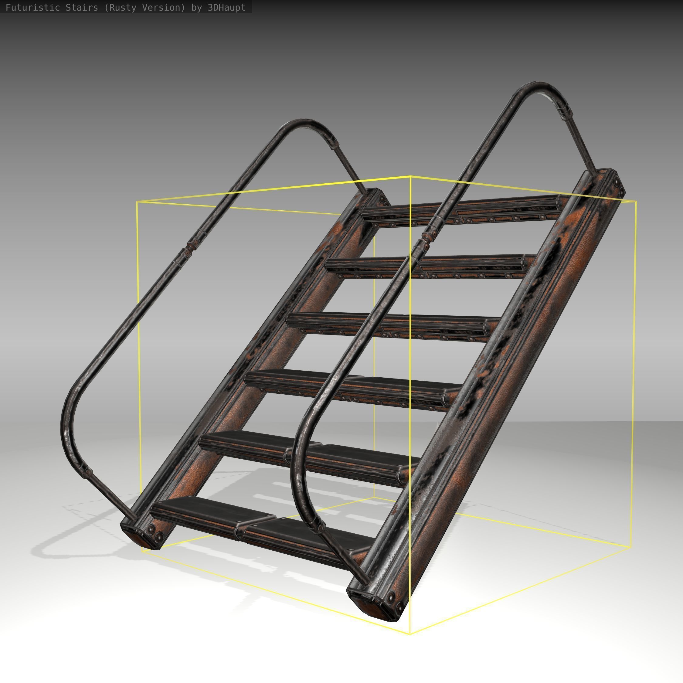 Futuristic Stairs - 19 - Rusty Textures Low-poly 3D model_8