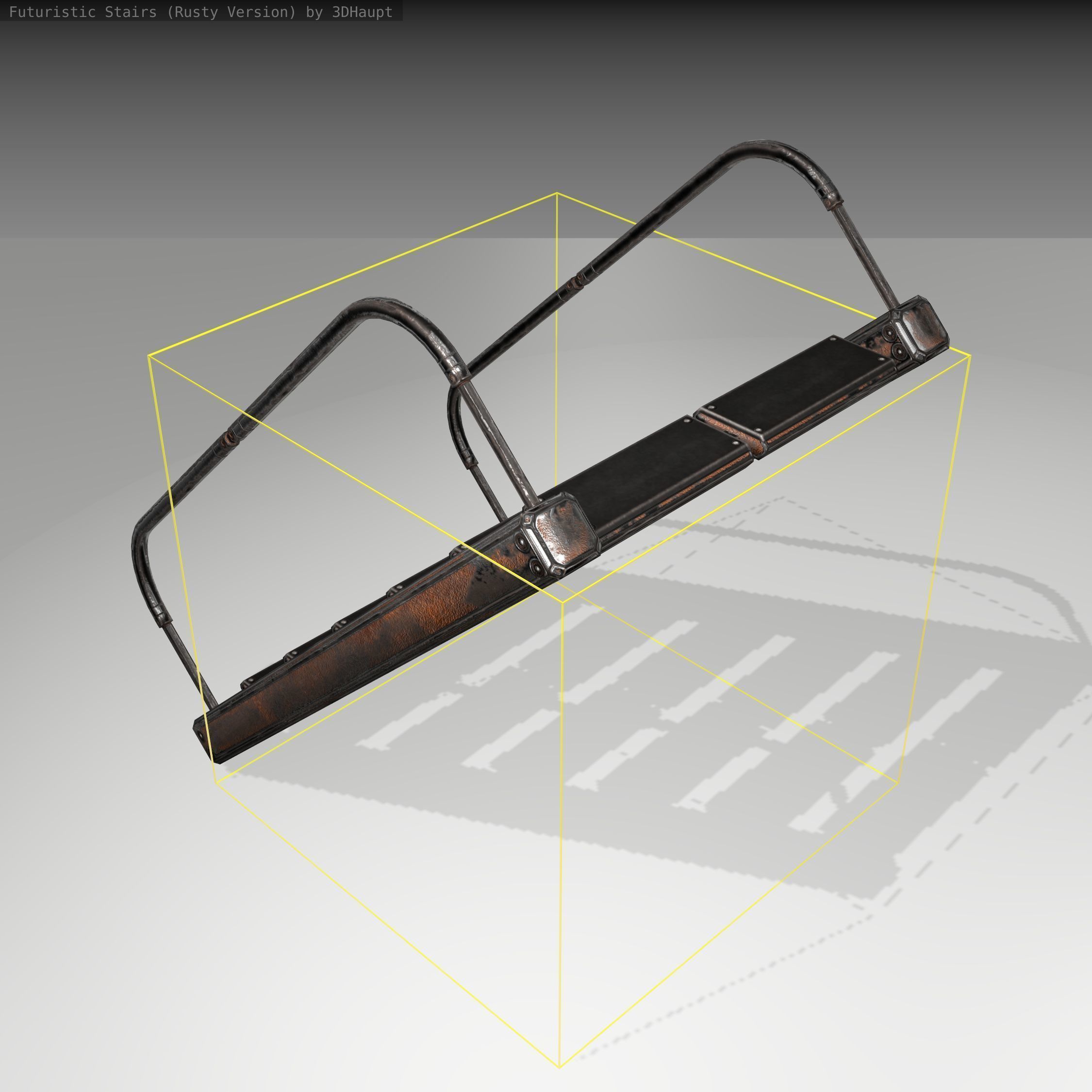 Futuristic Stairs - 19 - Rusty Textures Low-poly 3D model_1