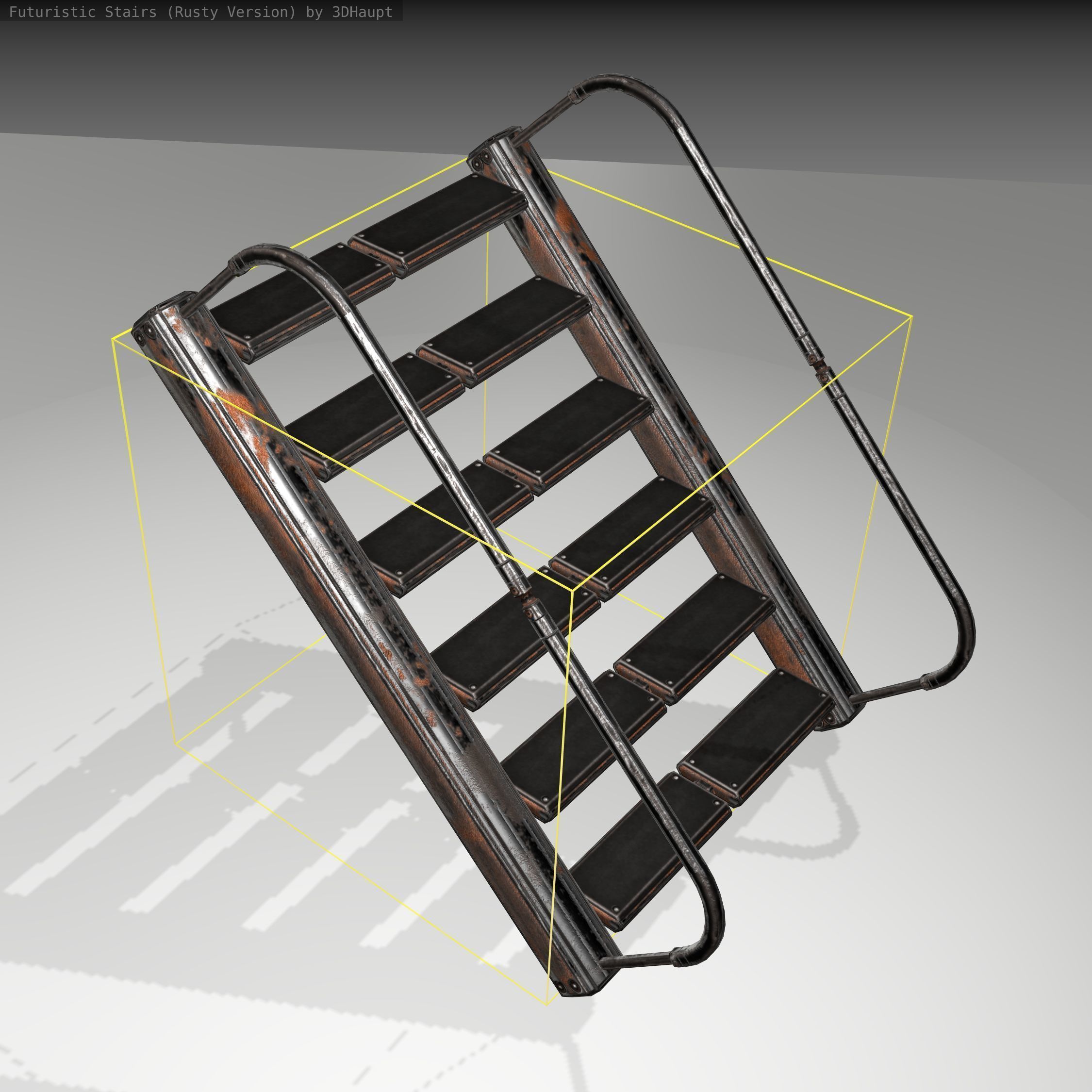 Futuristic Stairs - 19 - Rusty Textures Low-poly 3D model_19