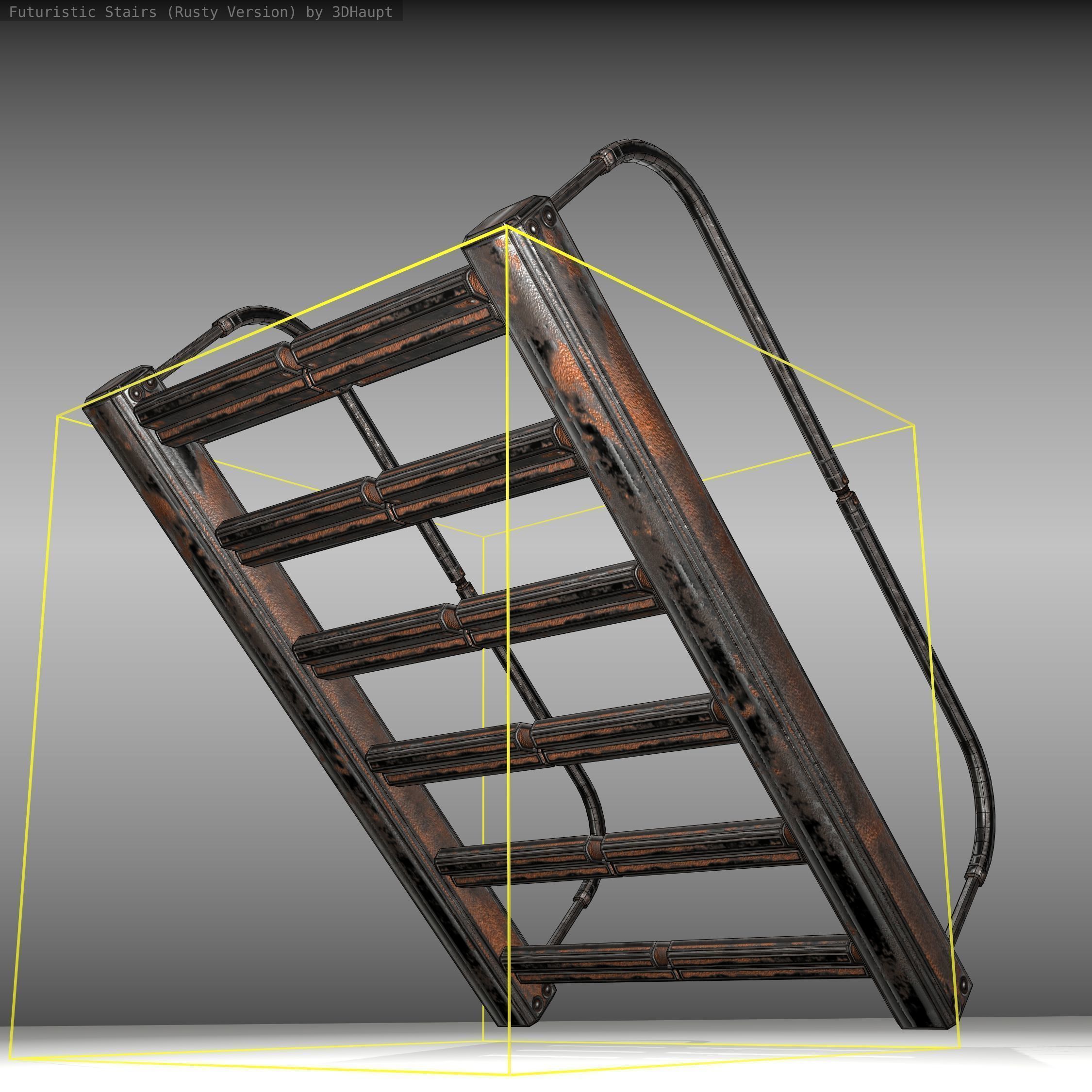 Futuristic Stairs - 19 - Rusty Textures Low-poly 3D model_20