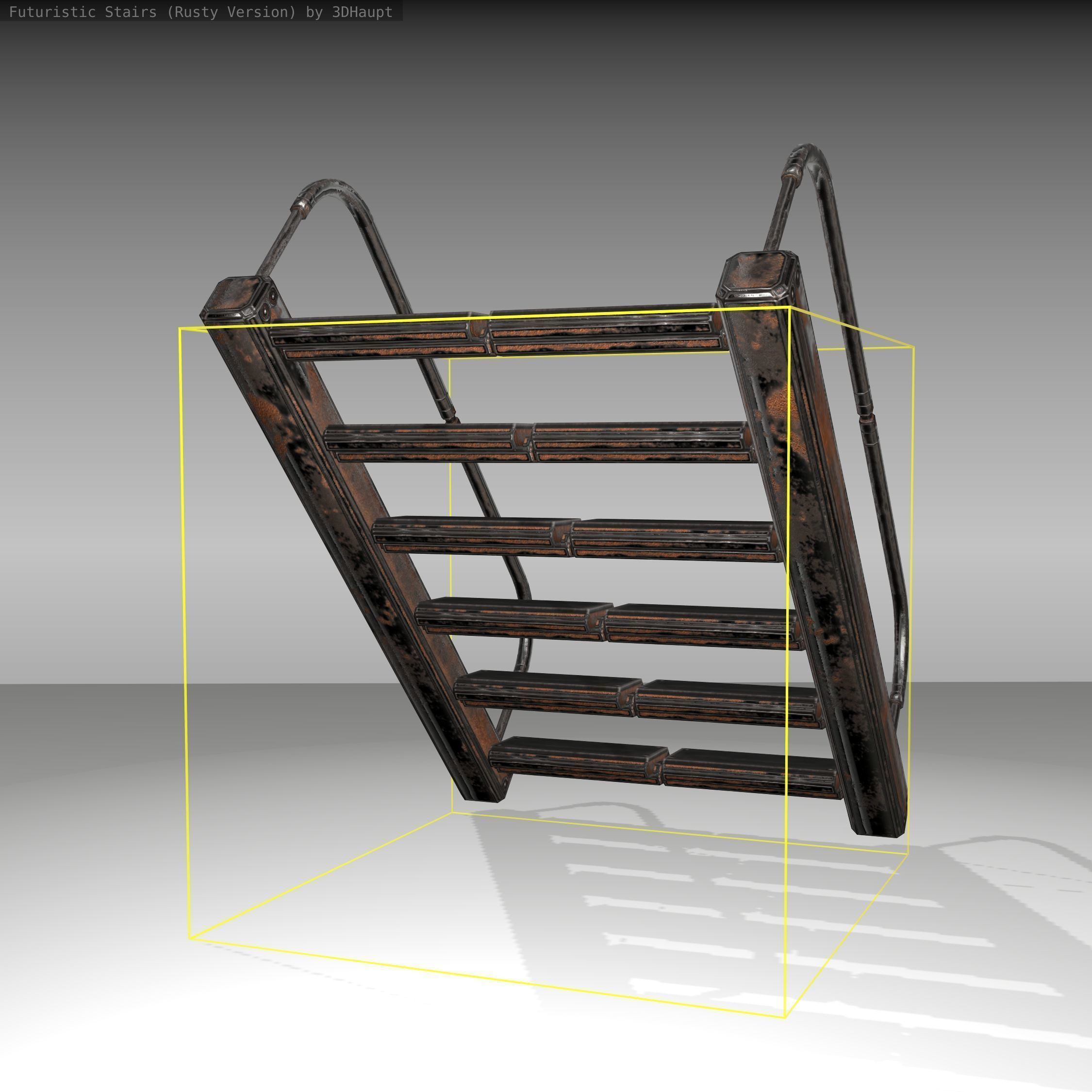 Futuristic Stairs - 19 - Rusty Textures Low-poly 3D model_10