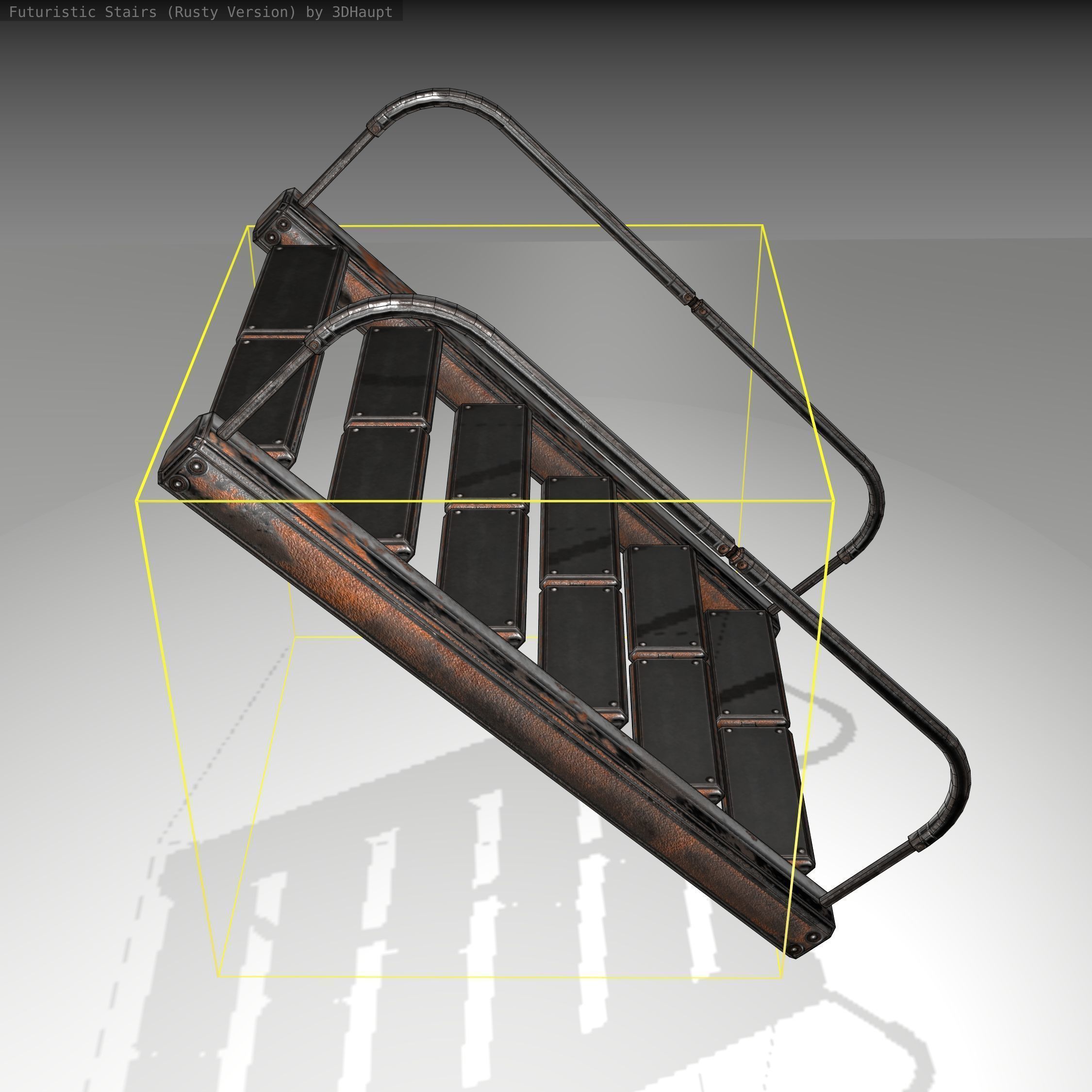 Futuristic Stairs - 19 - Rusty Textures Low-poly 3D model_4