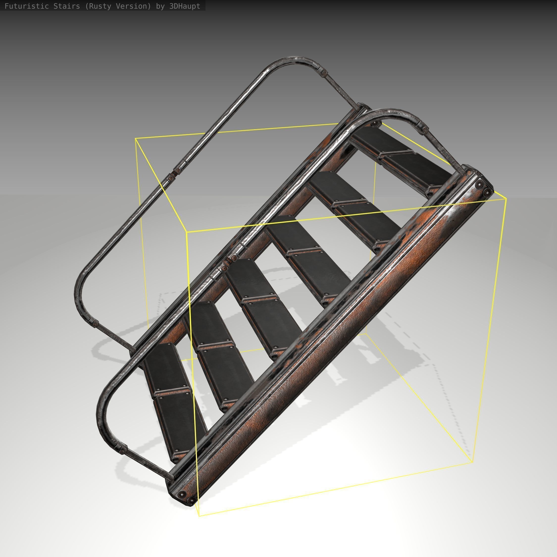 Futuristic Stairs - 19 - Rusty Textures Low-poly 3D model_23