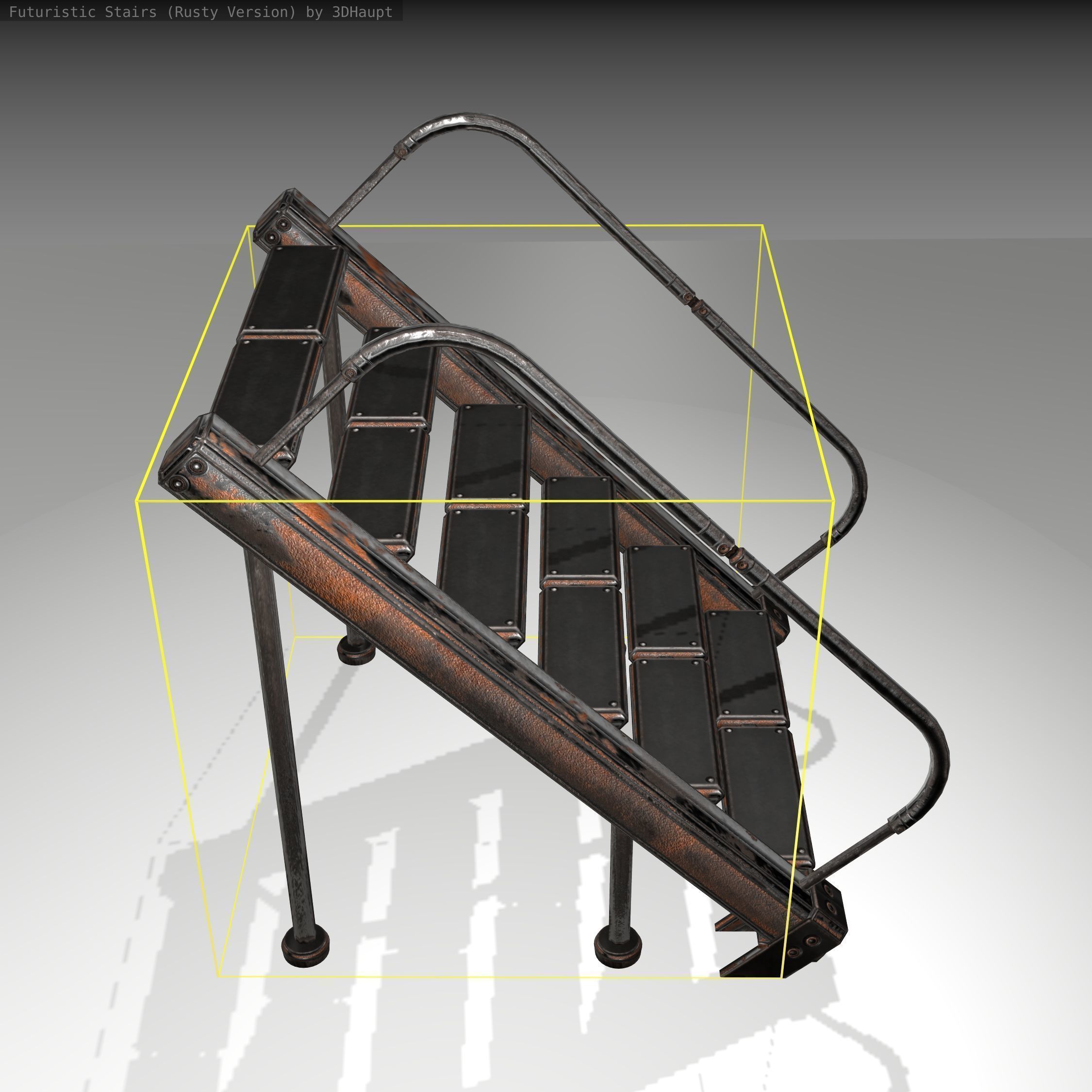 Futuristic Stairs - 20 - Rusty Textures Low-poly 3D model_4
