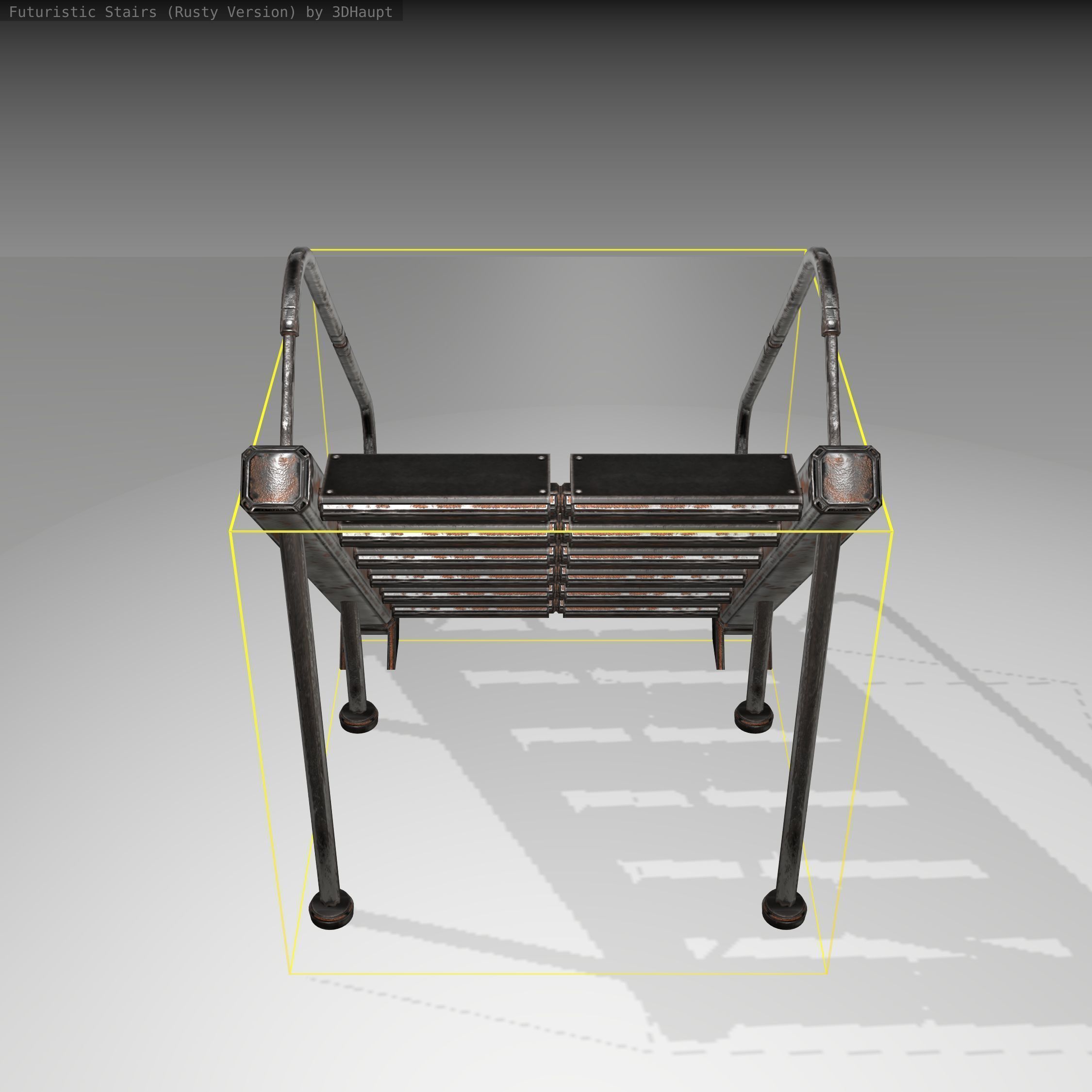 Futuristic Stairs - 20 - Rusty Textures Low-poly 3D model_2