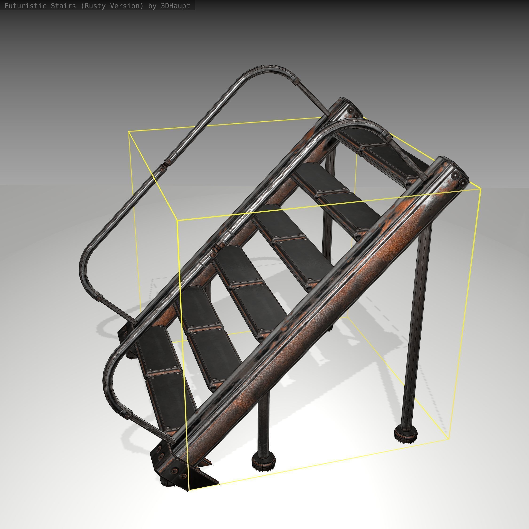 Futuristic Stairs - 20 - Rusty Textures Low-poly 3D model_23