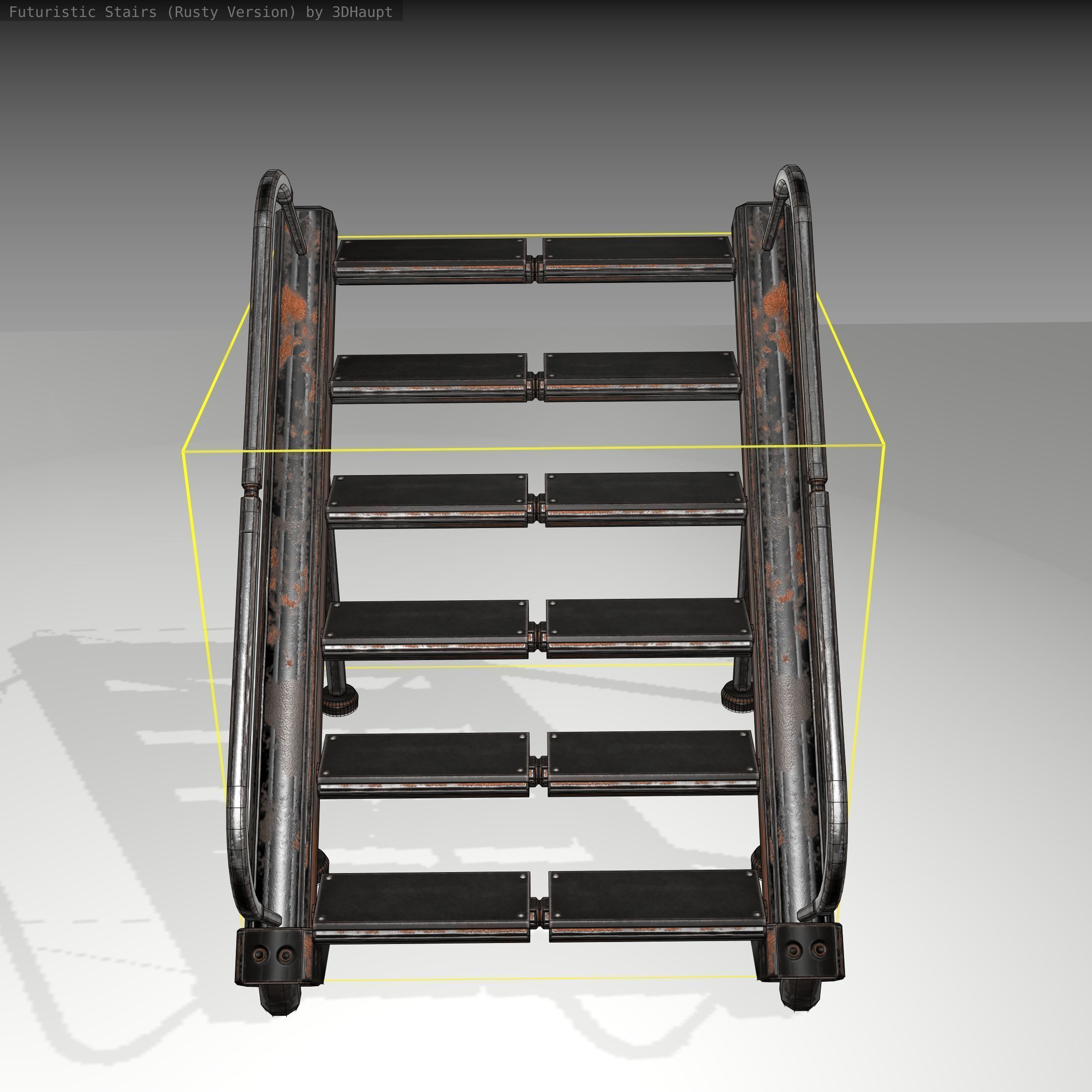 Futuristic Stairs - 20 - Rusty Textures Low-poly 3D model_6