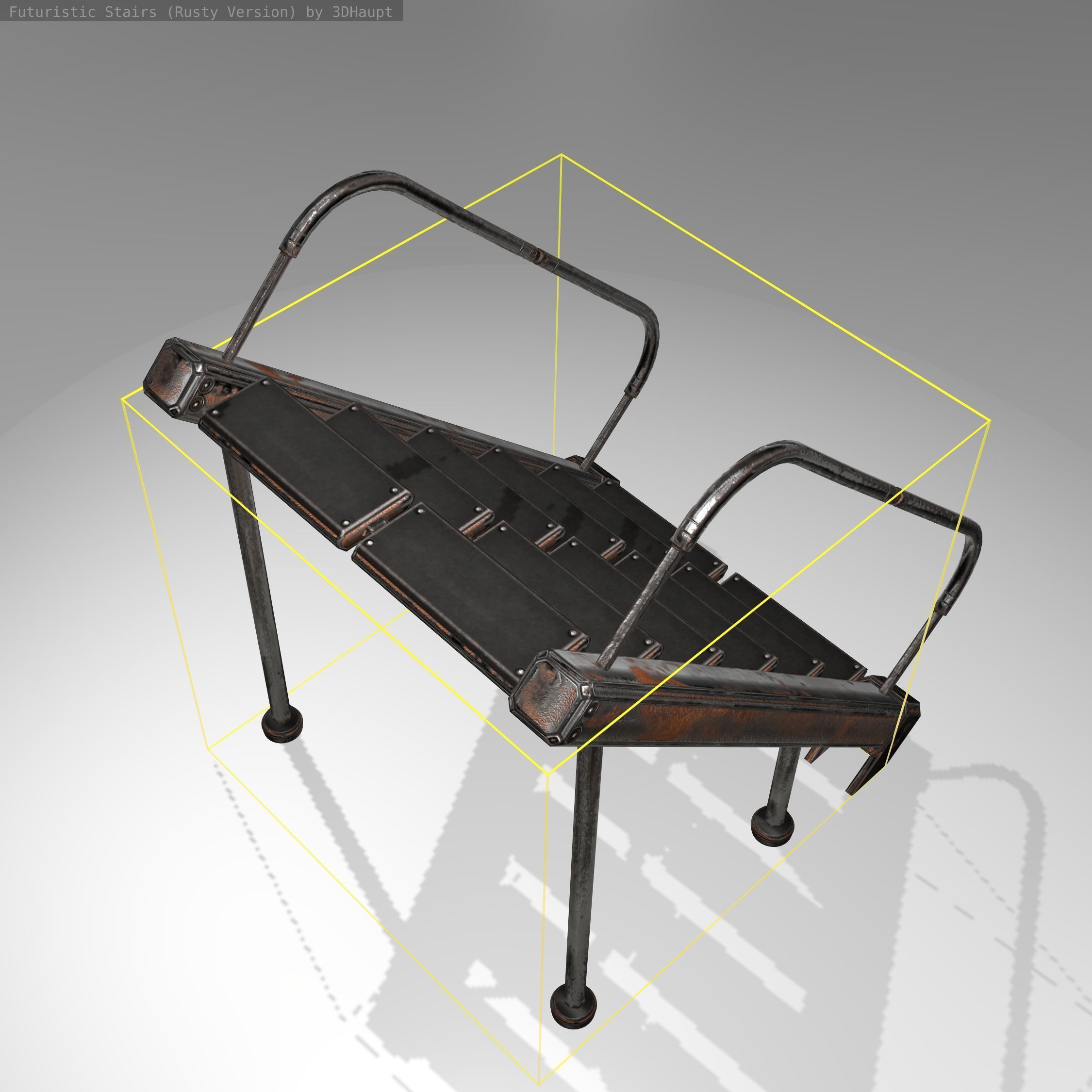 Futuristic Stairs - 20 - Rusty Textures Low-poly 3D model_17