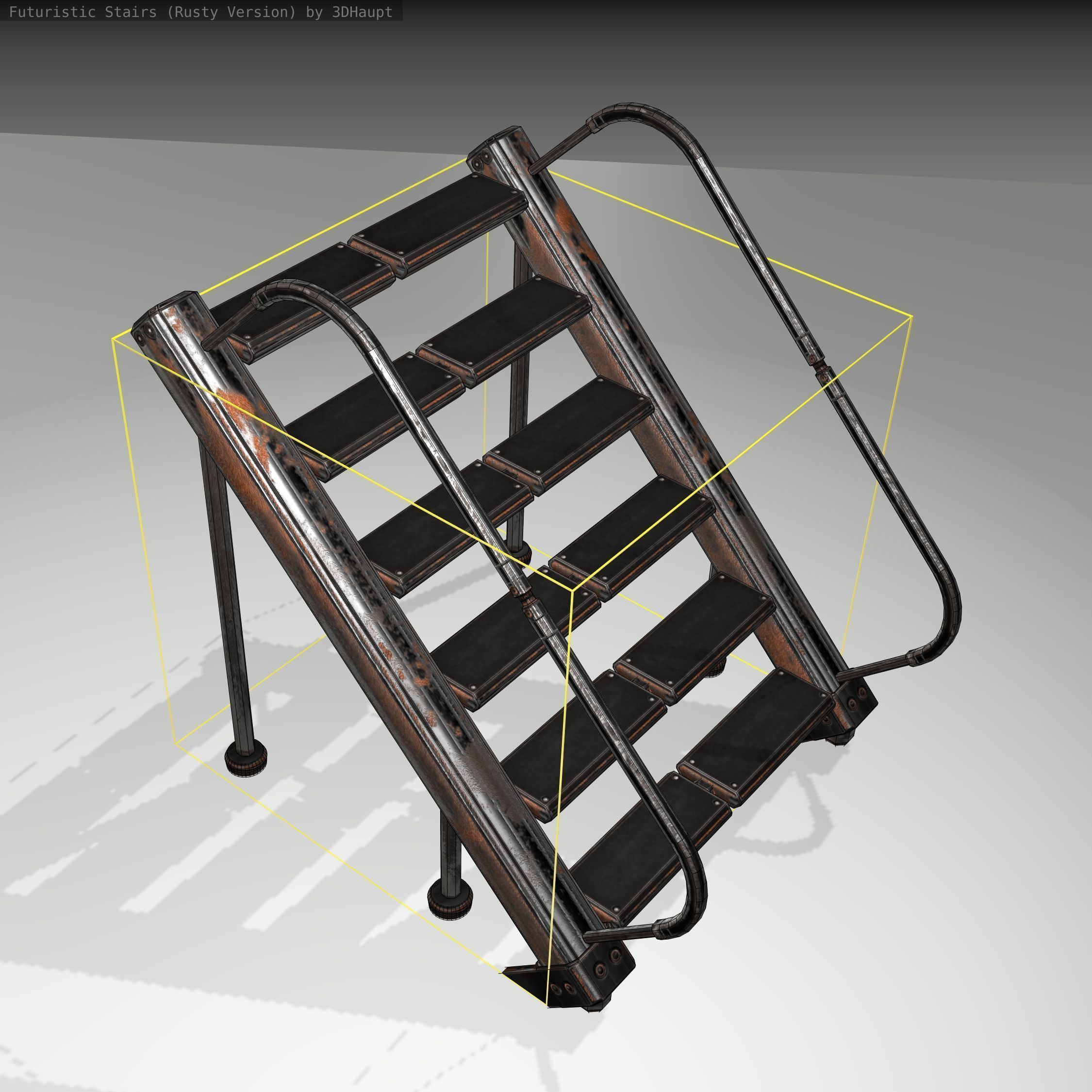 Futuristic Stairs - 20 - Rusty Textures Low-poly 3D model_19