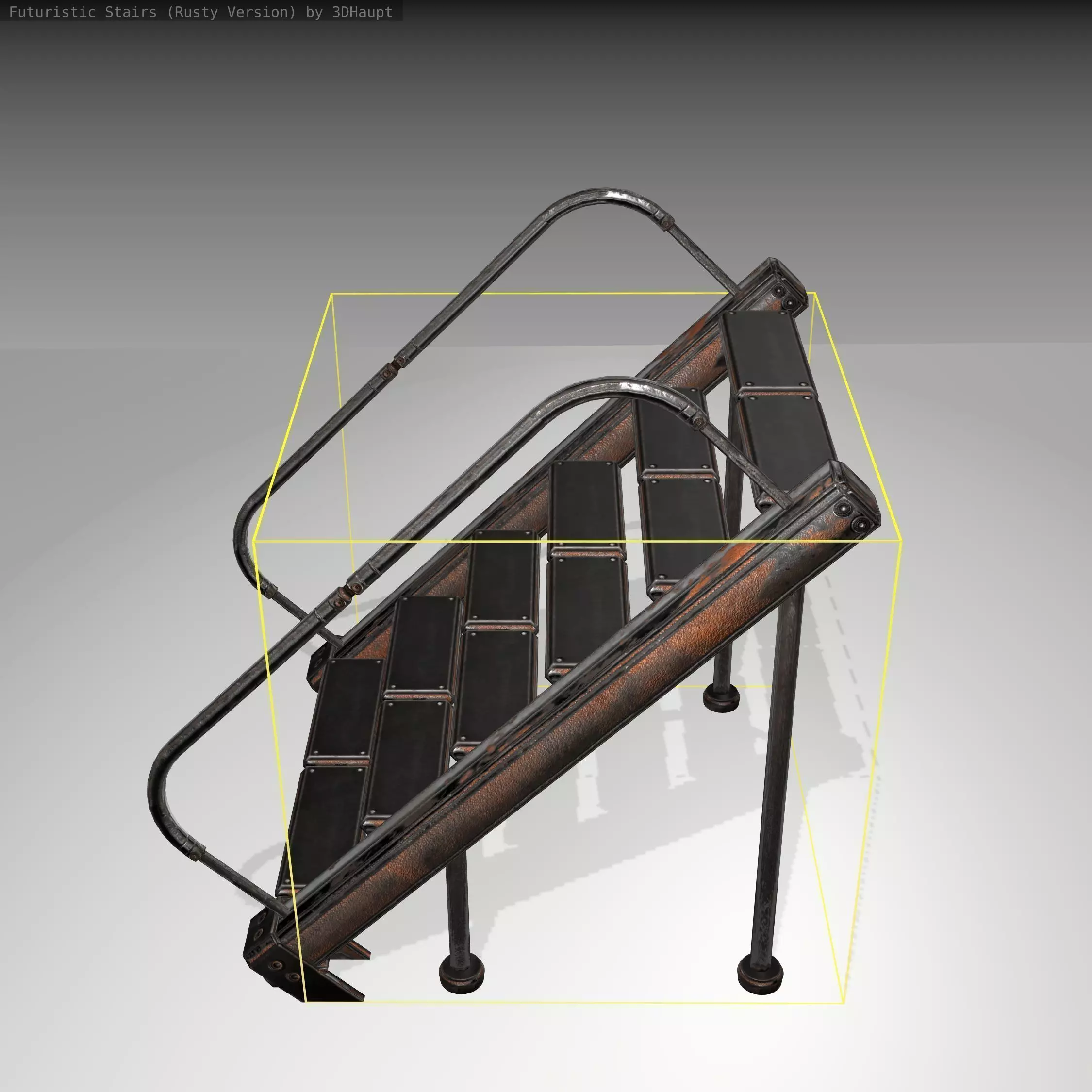 Futuristic Stairs - 20 - Rusty Textures Low-poly 3D model_0