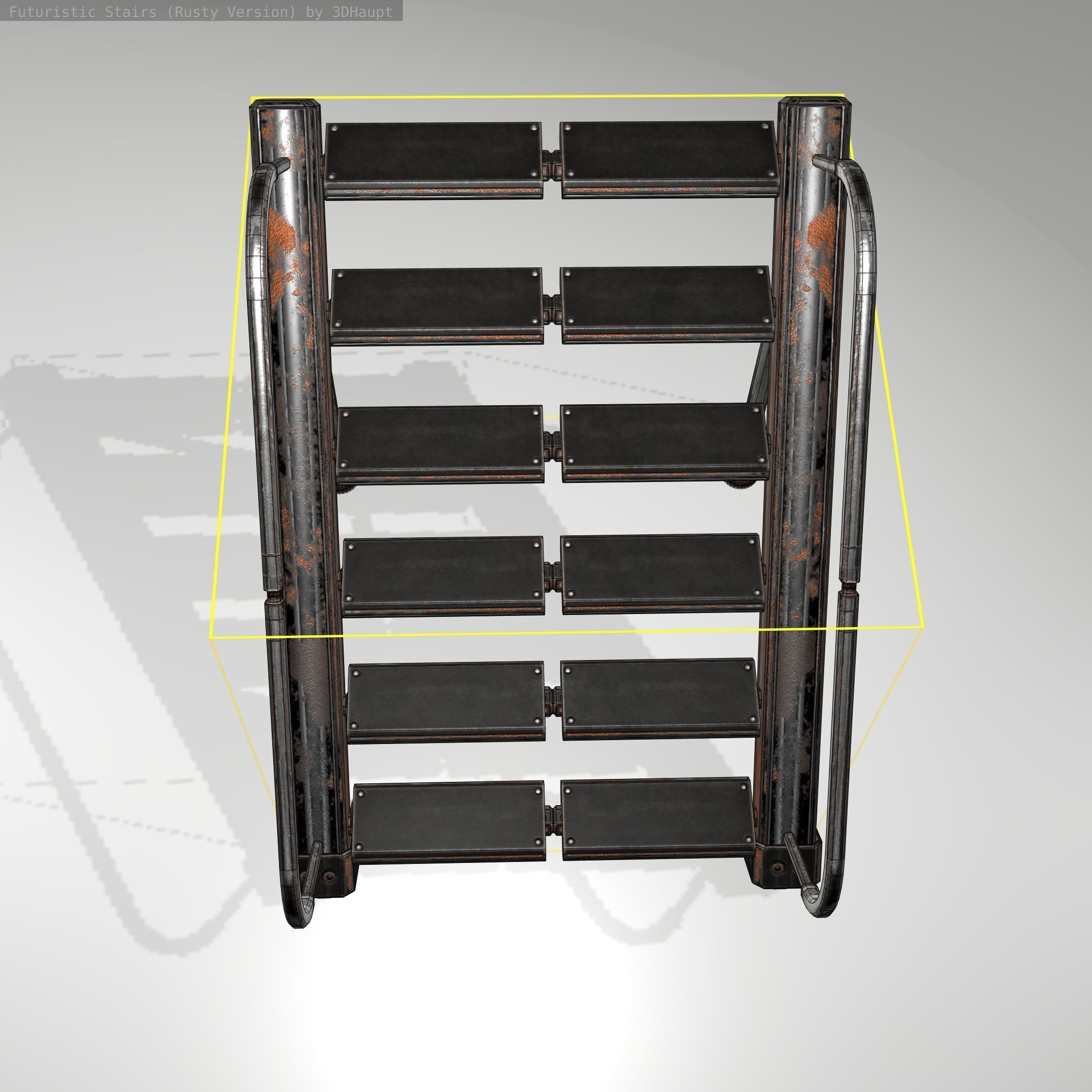 Futuristic Stairs - 20 - Rusty Textures Low-poly 3D model_14