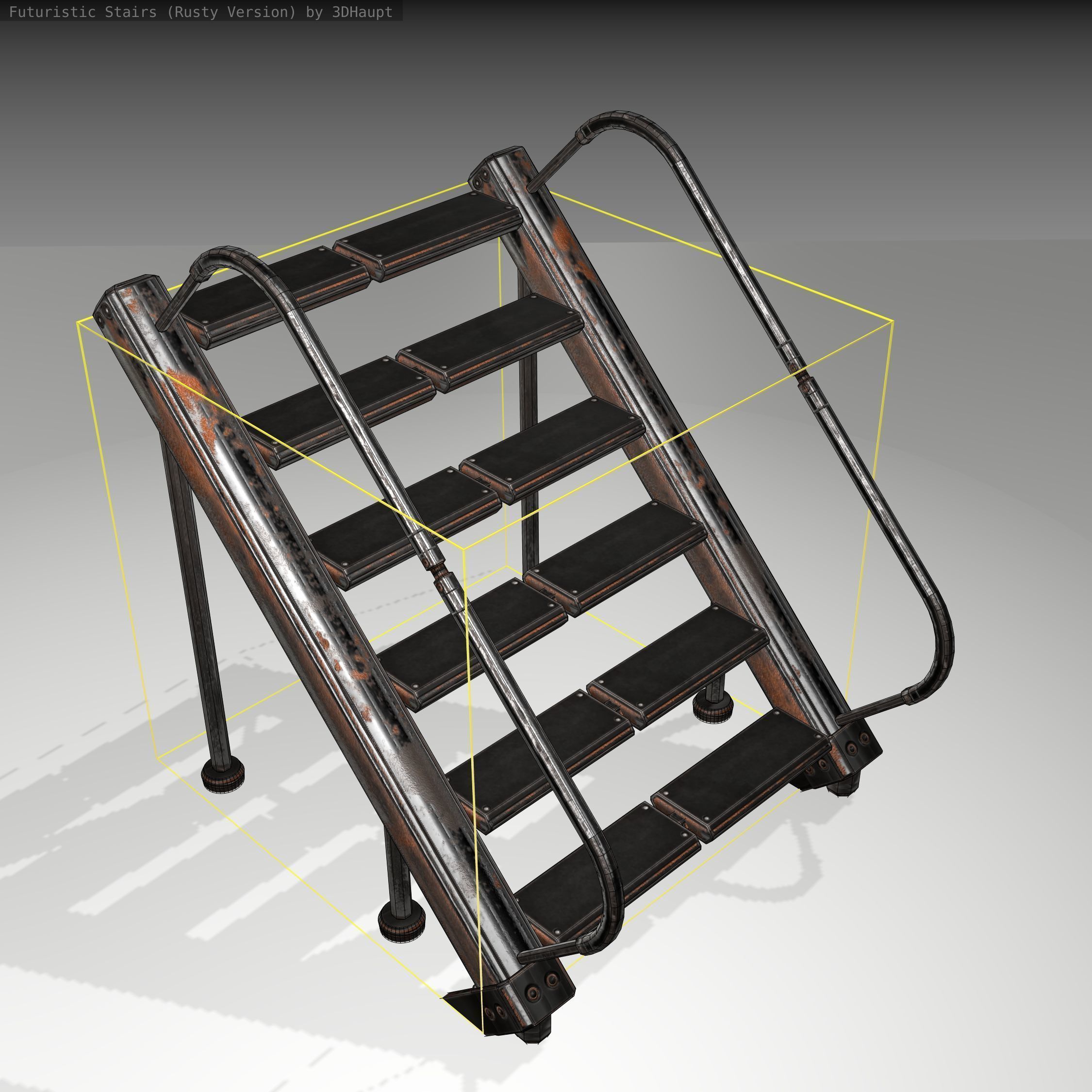 Futuristic Stairs - 20 - Rusty Textures Low-poly 3D model_5