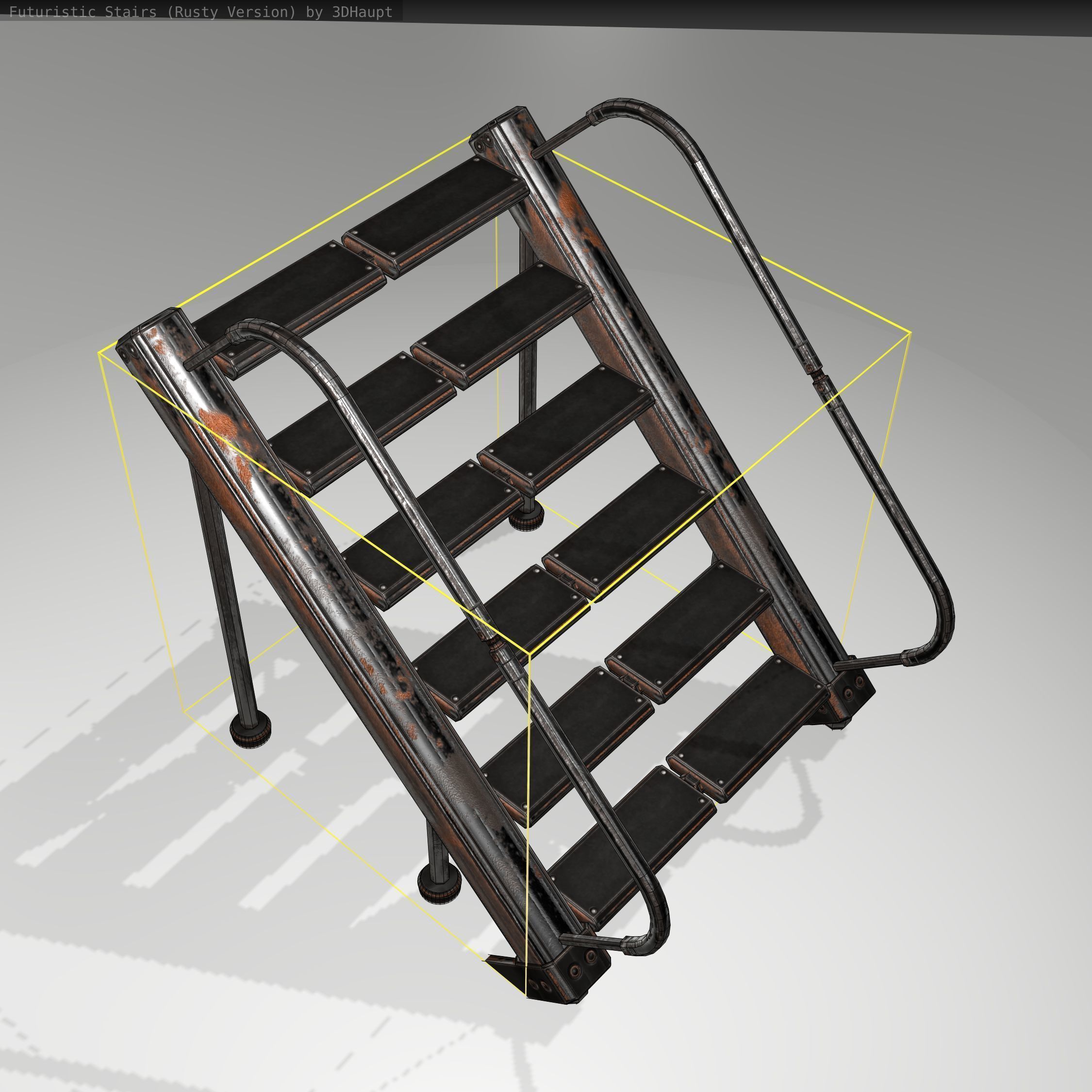 Futuristic Stairs - 20 - Rusty Textures Low-poly 3D model_18