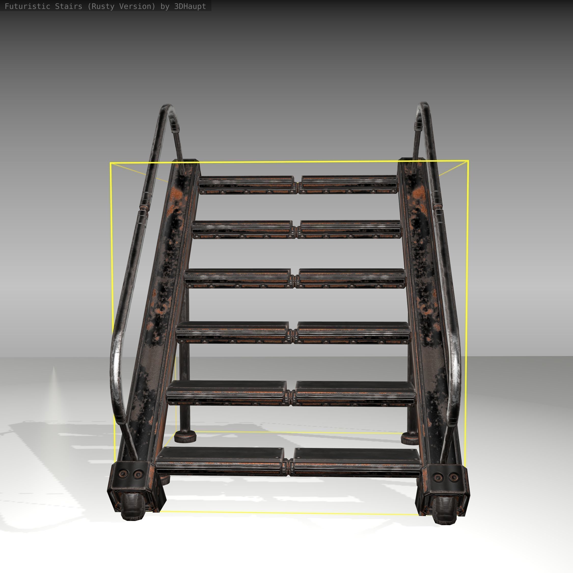 Futuristic Stairs - 20 - Rusty Textures Low-poly 3D model_13