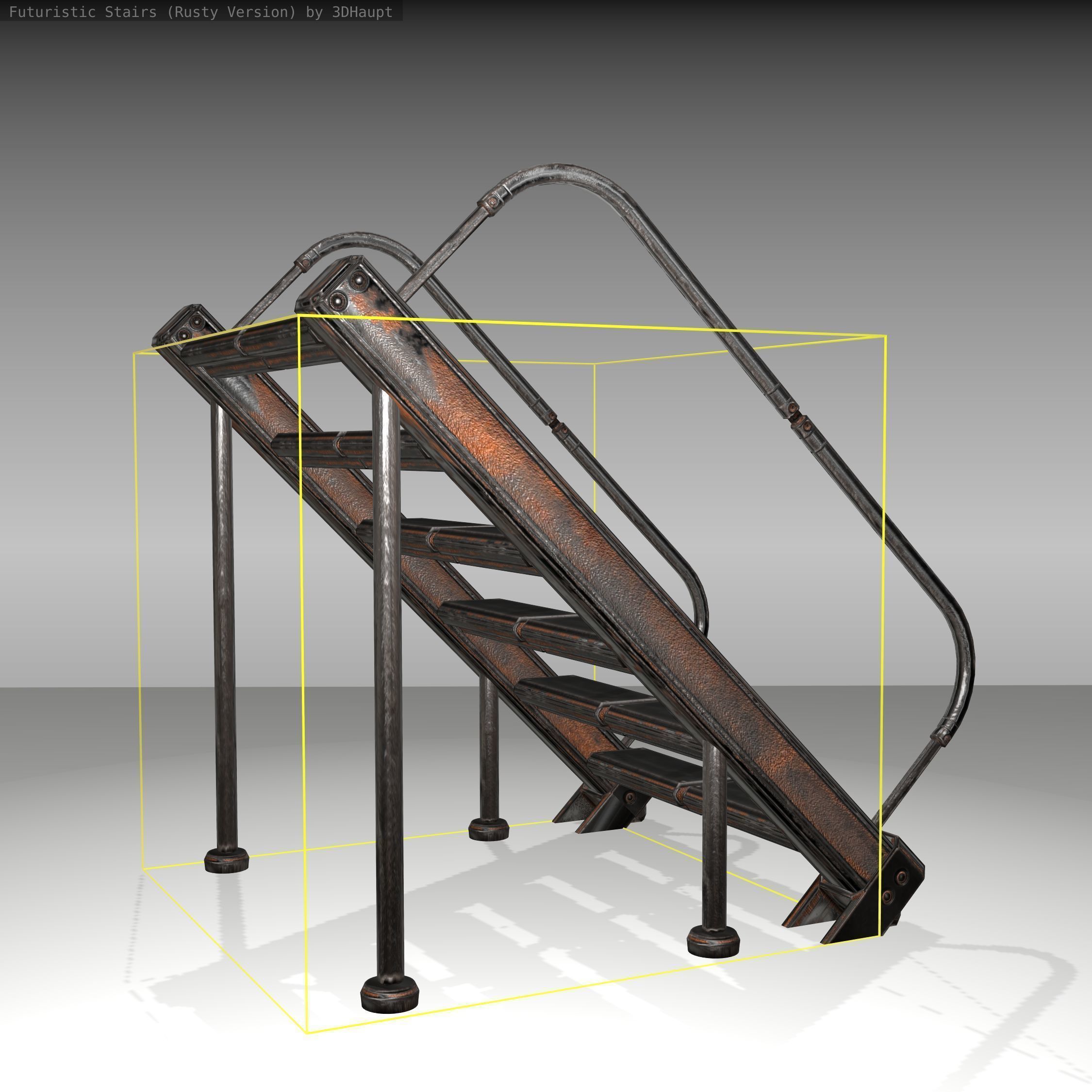 Futuristic Stairs - 20 - Rusty Textures Low-poly 3D model_11