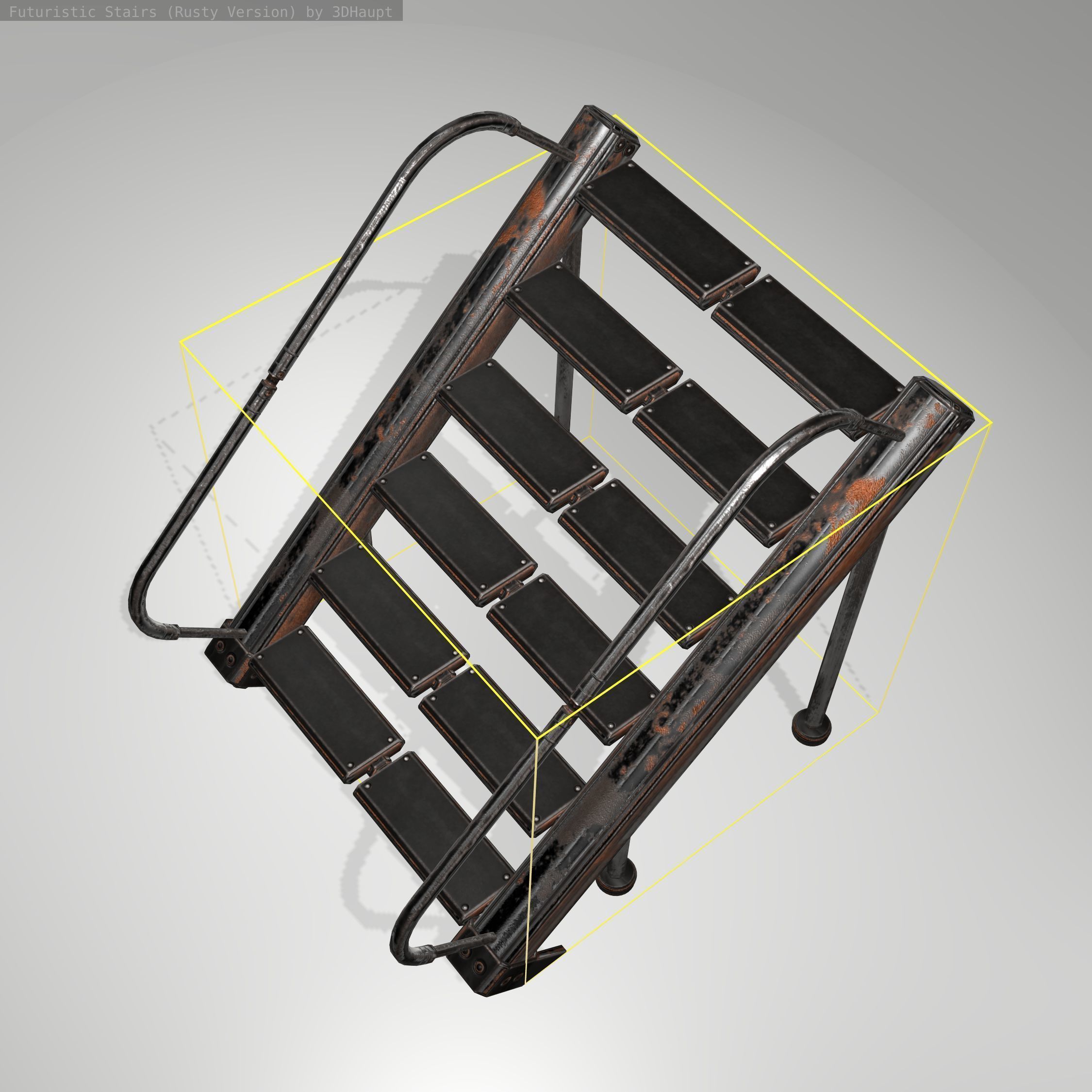 Futuristic Stairs - 20 - Rusty Textures Low-poly 3D model_15
