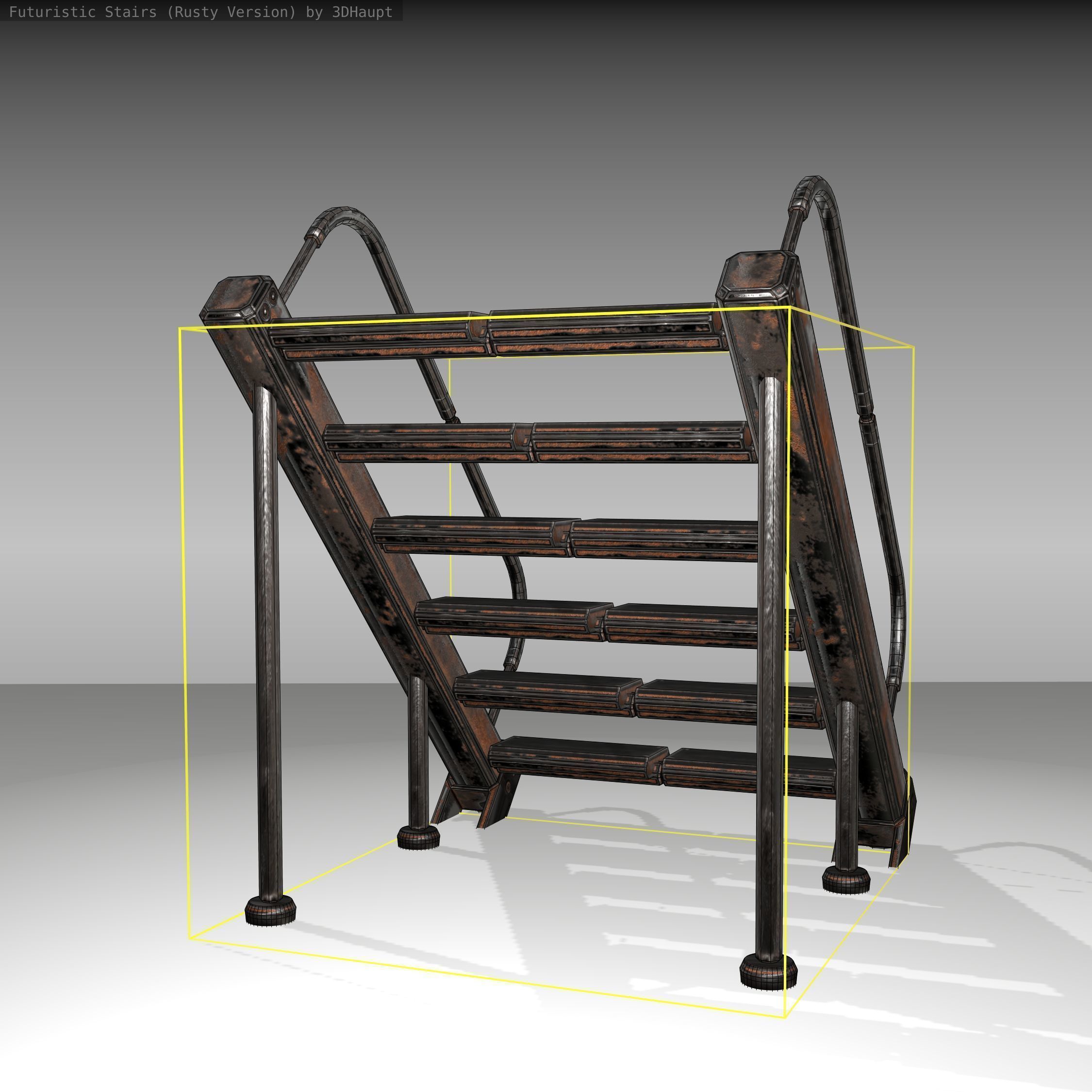Futuristic Stairs - 20 - Rusty Textures Low-poly 3D model_10