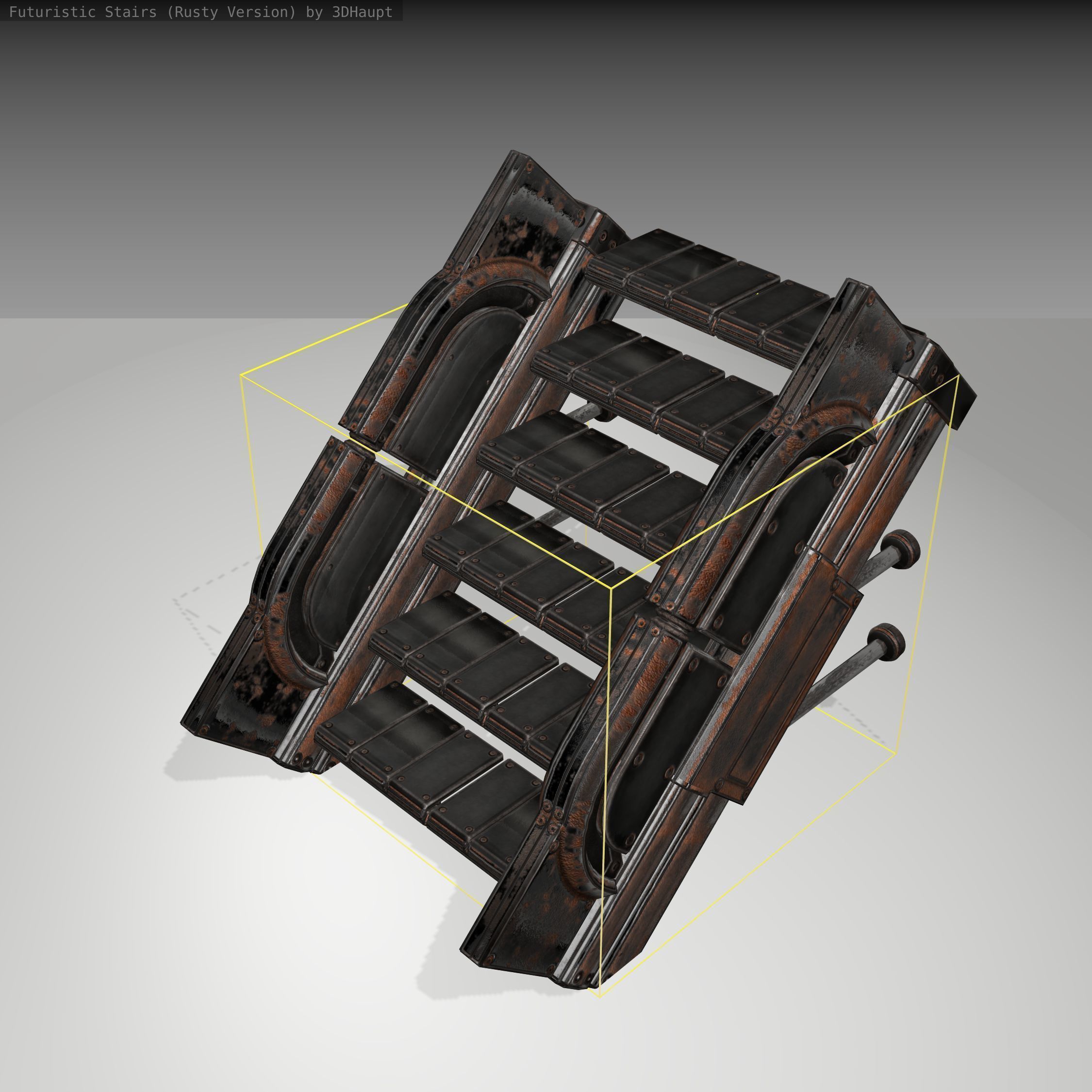Futuristic Stairs - 20 - Rusty Textures Low-poly 3D model_24