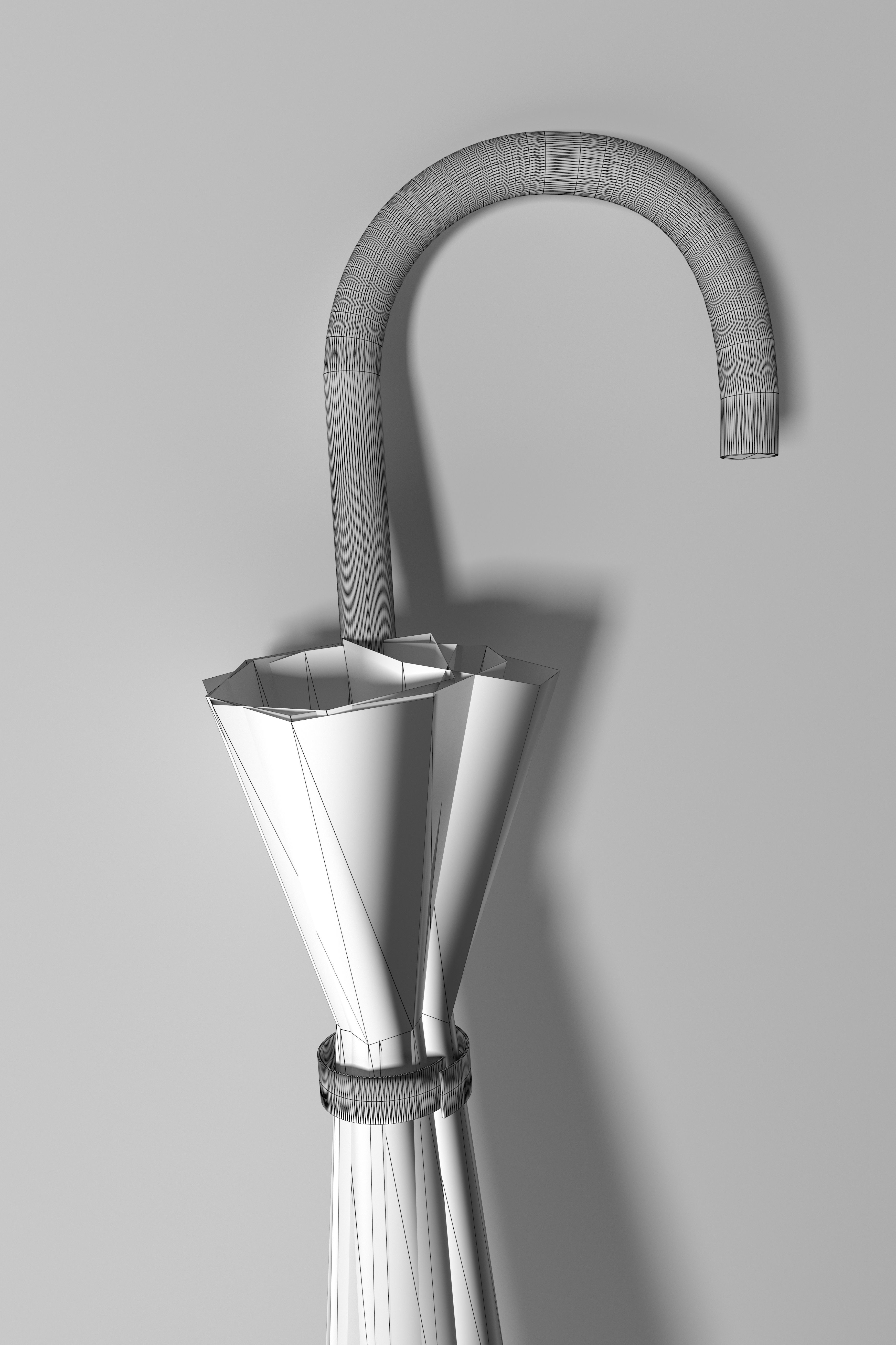 Simple Closed Long Umbrella Low-poly 3D model_4