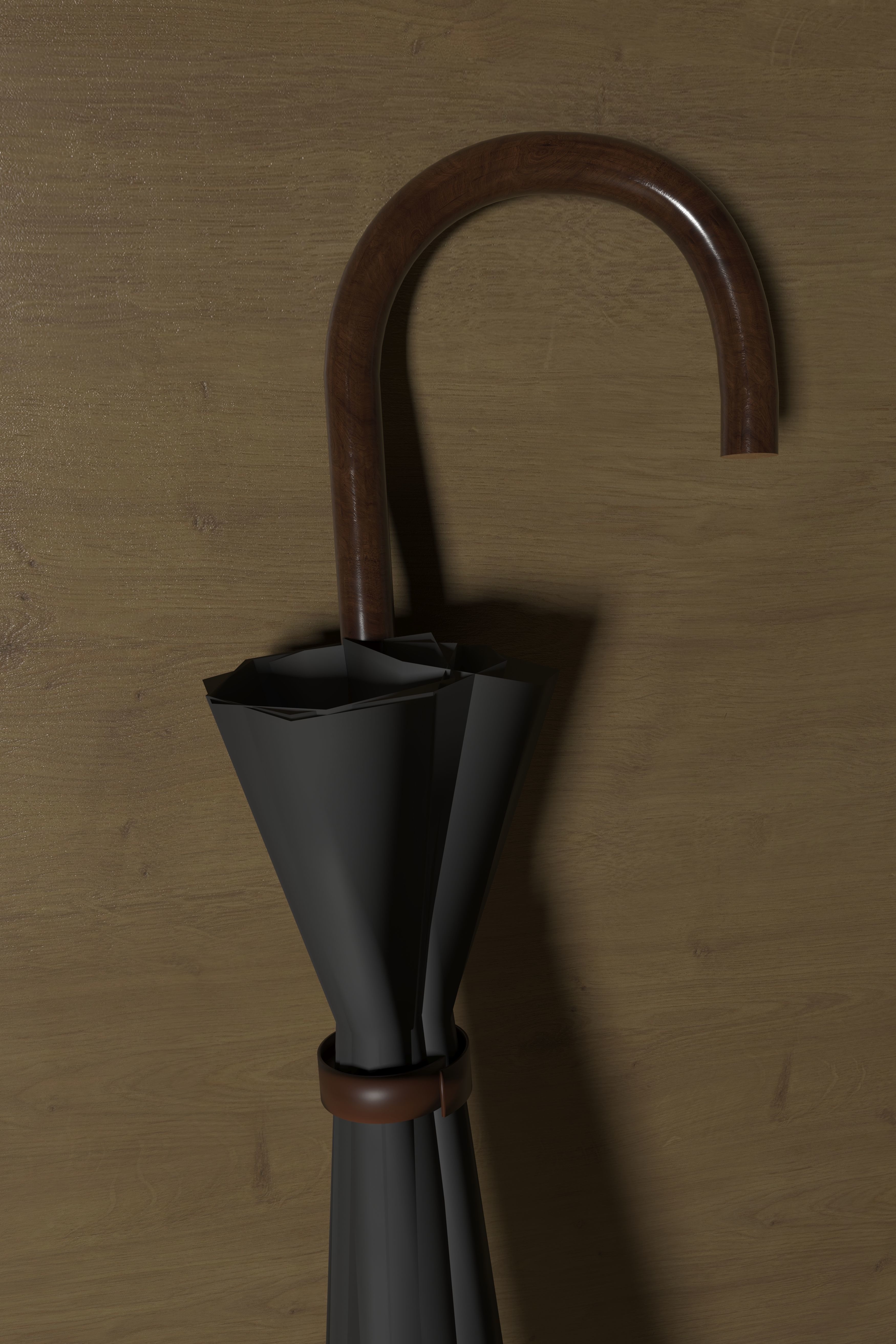 Simple Closed Long Umbrella Low-poly 3D model_2