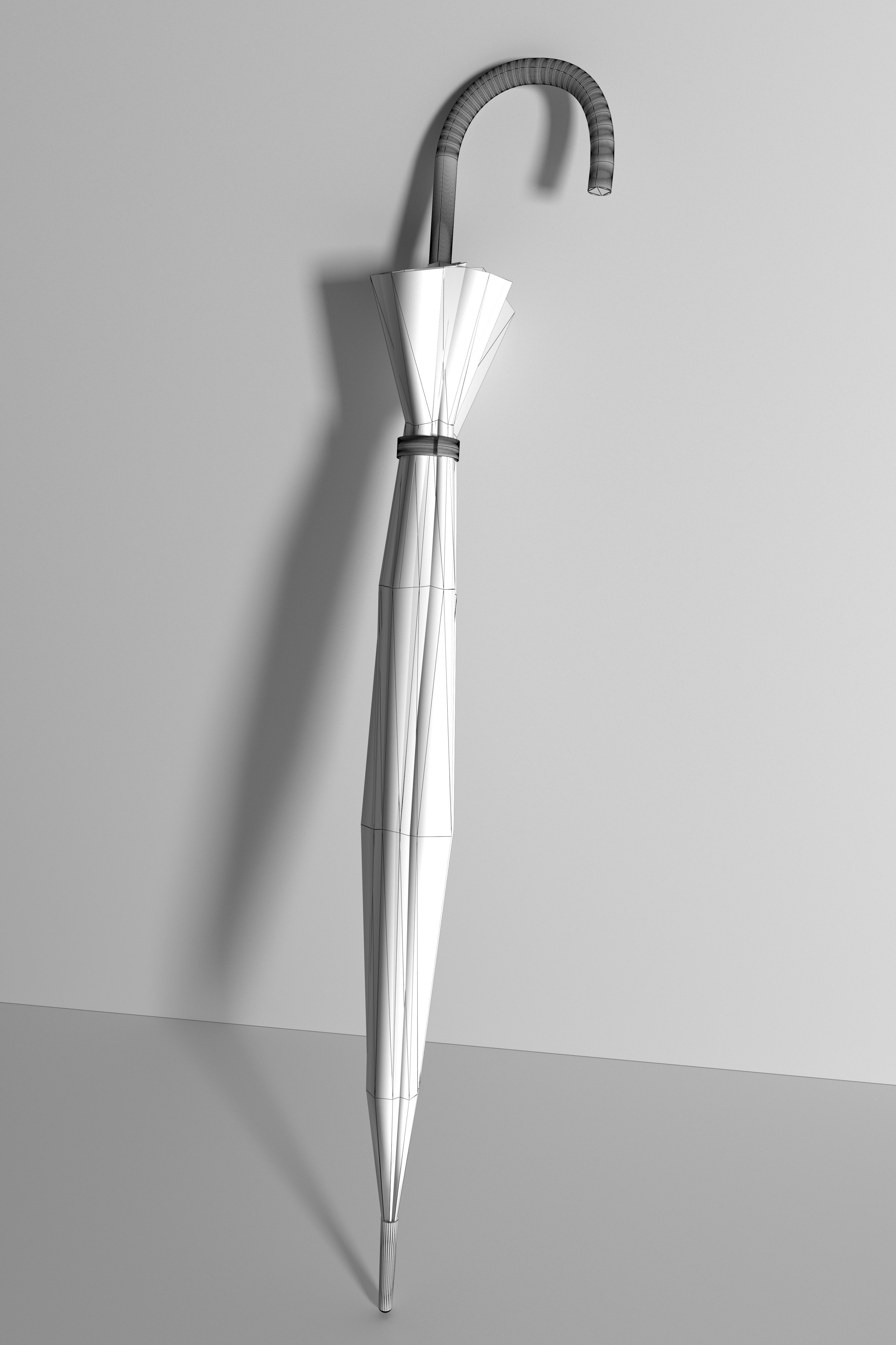 Simple Closed Long Umbrella Low-poly 3D model_1
