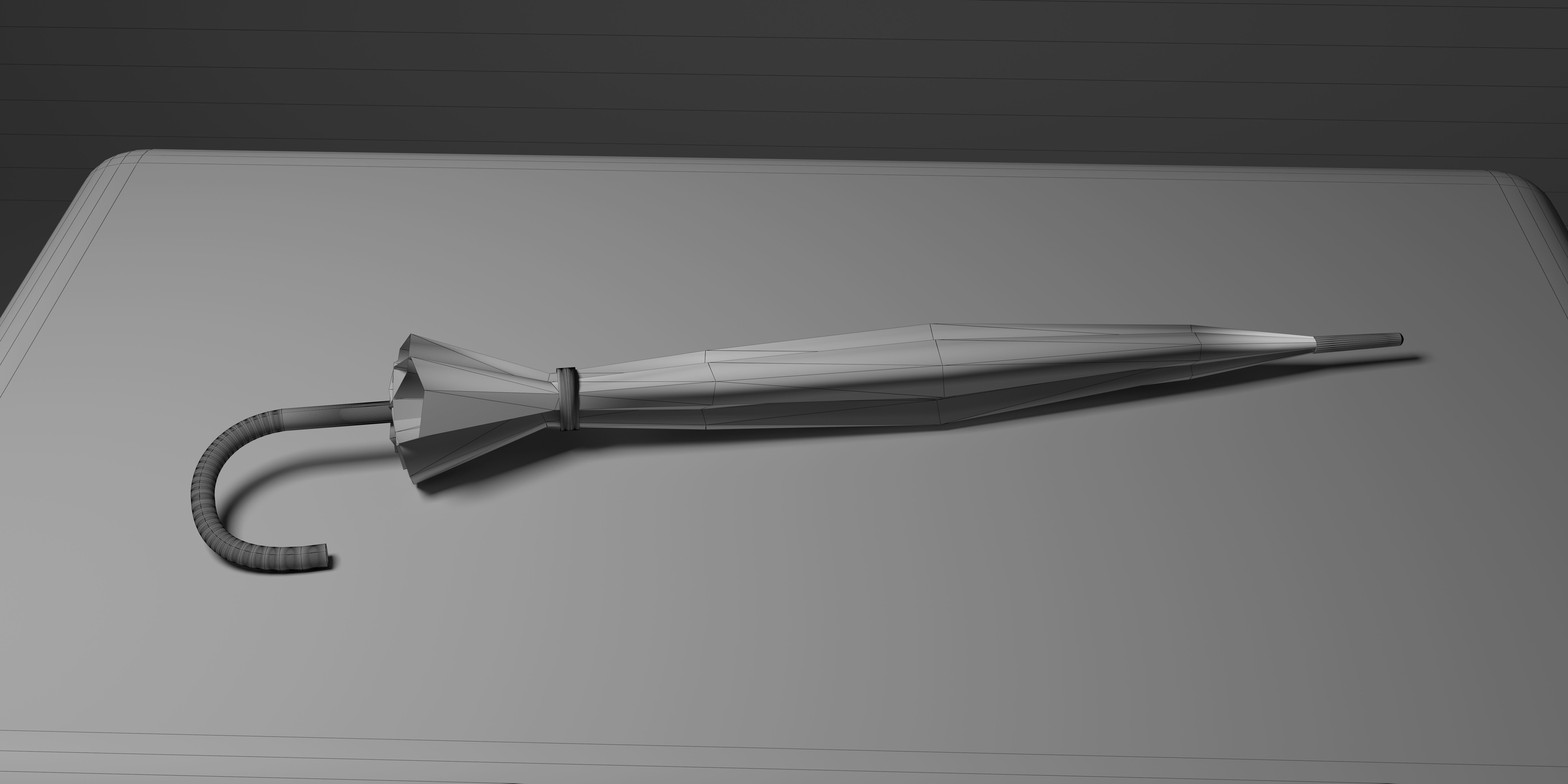 Simple Closed Long Umbrella Low-poly 3D model_3