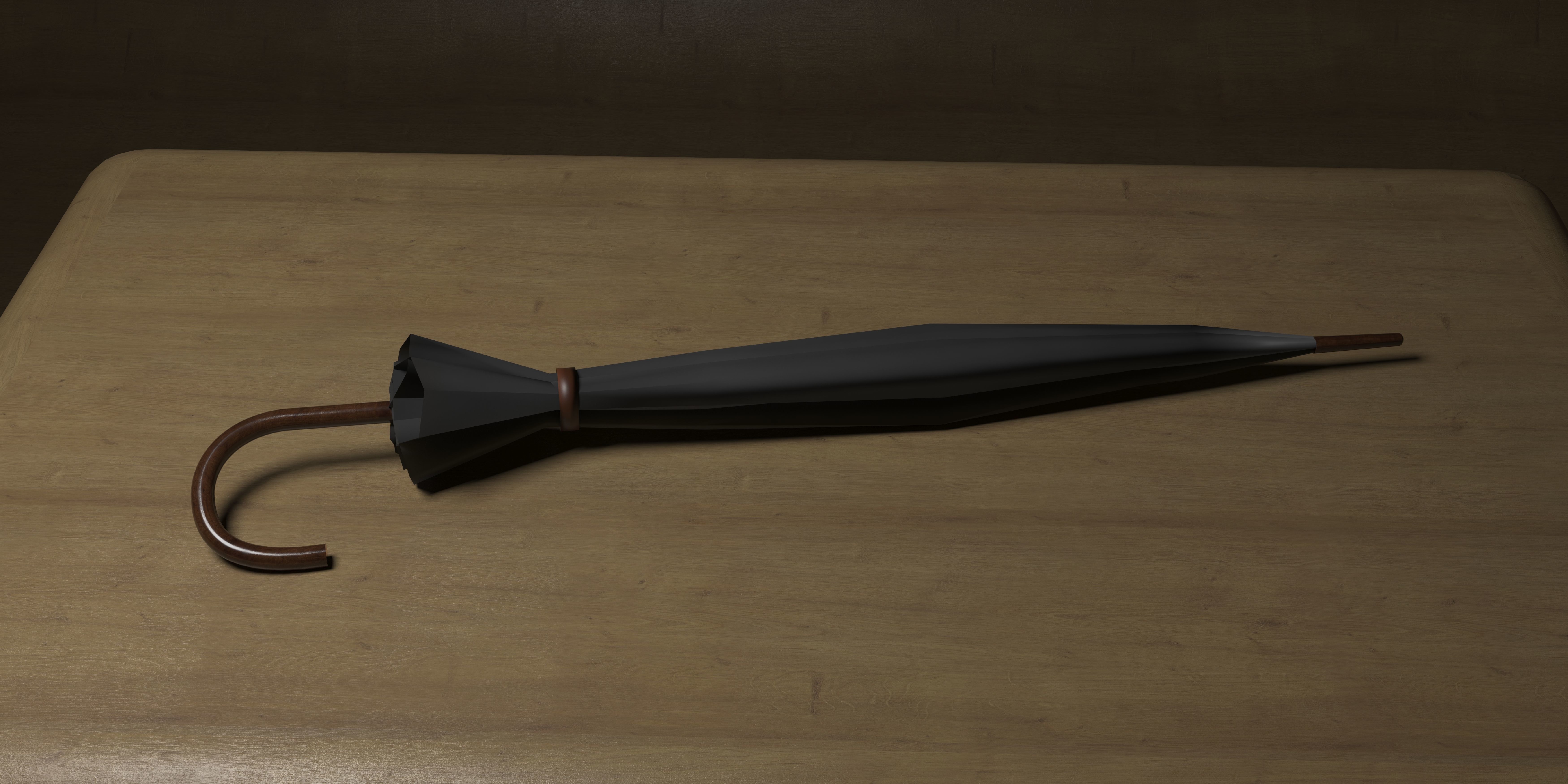 Simple Closed Long Umbrella Low-poly 3D model_6