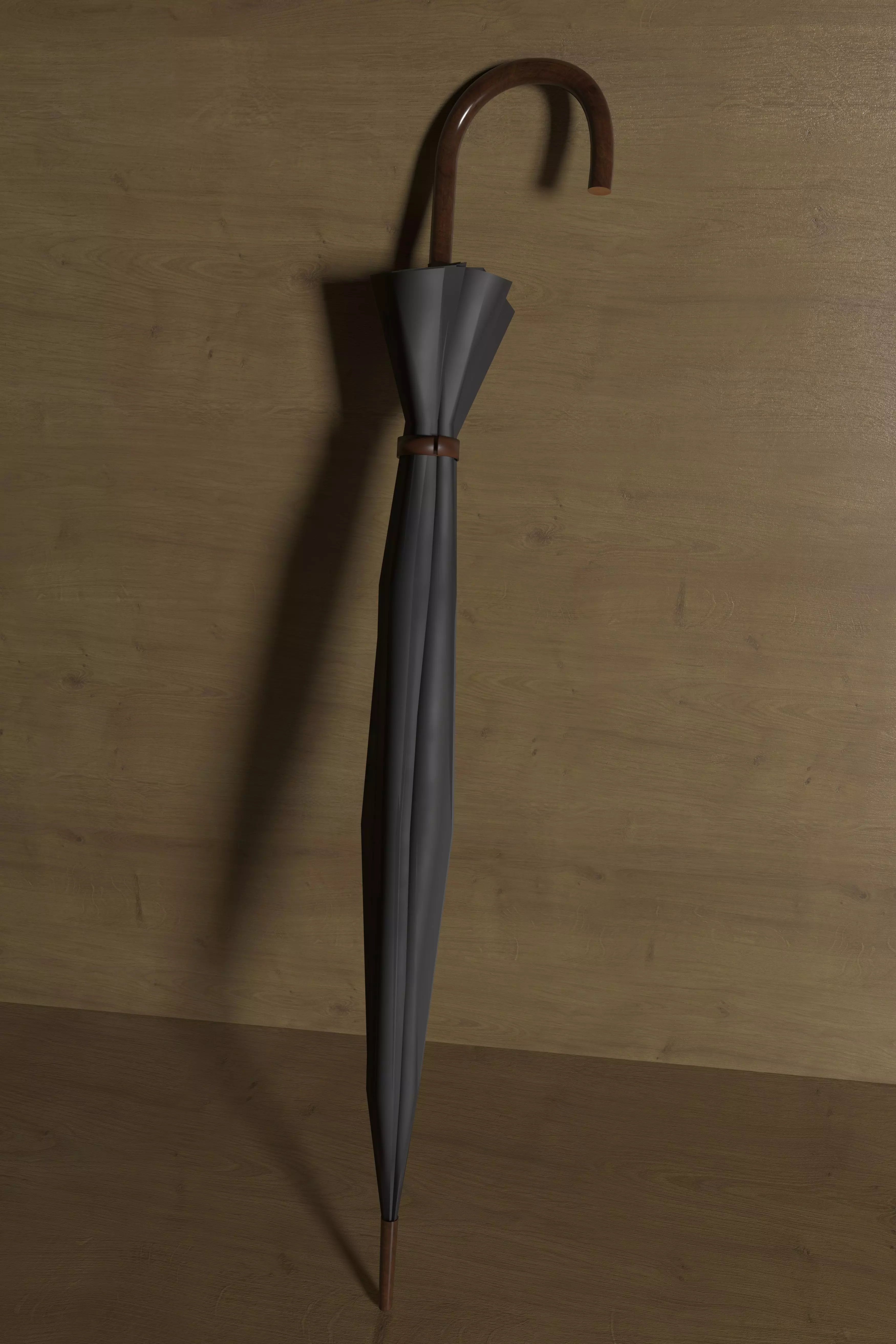 Simple Closed Long Umbrella Low-poly 3D model_0