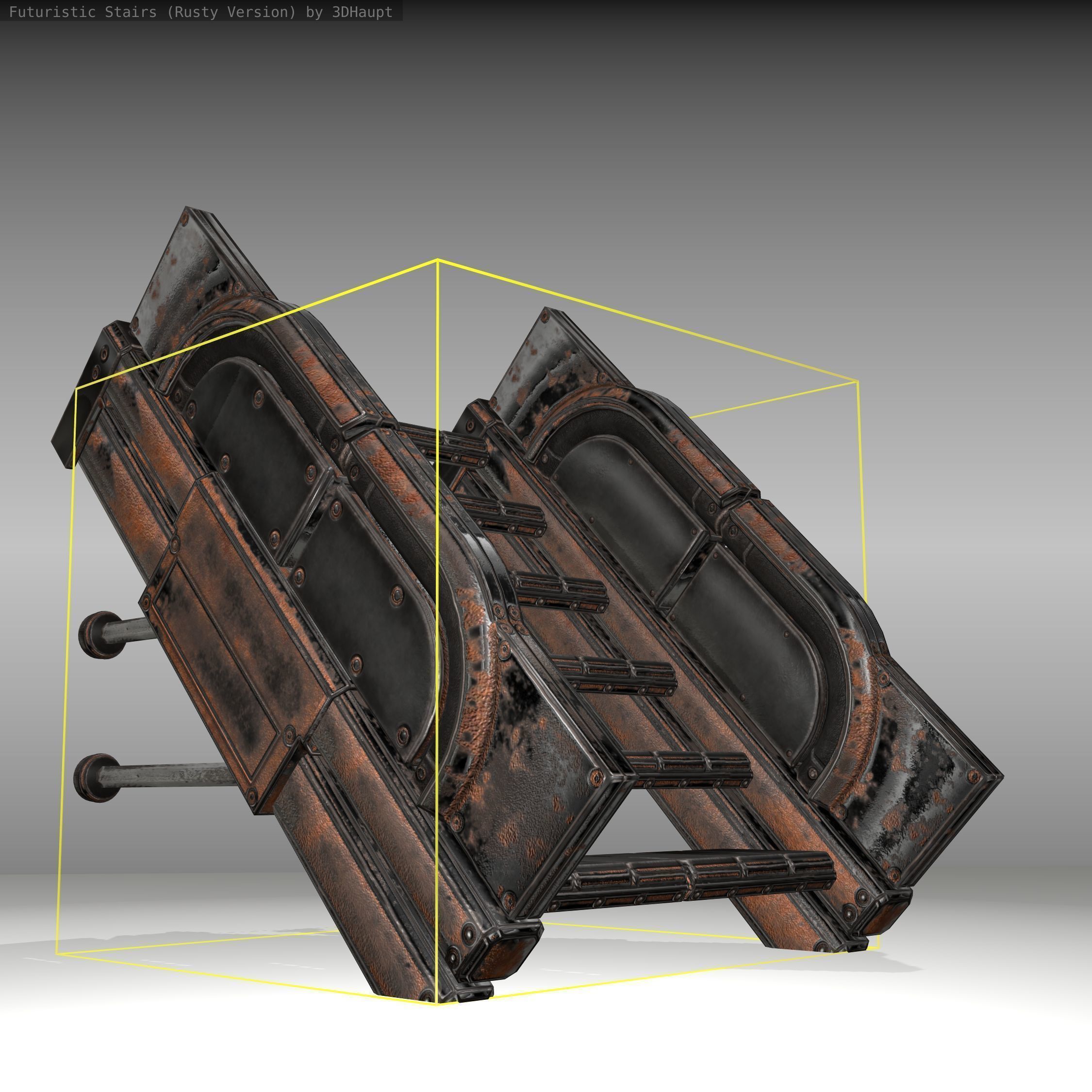 Futuristic Stairs - 21 - Rusty Textures Low-poly 3D model_21