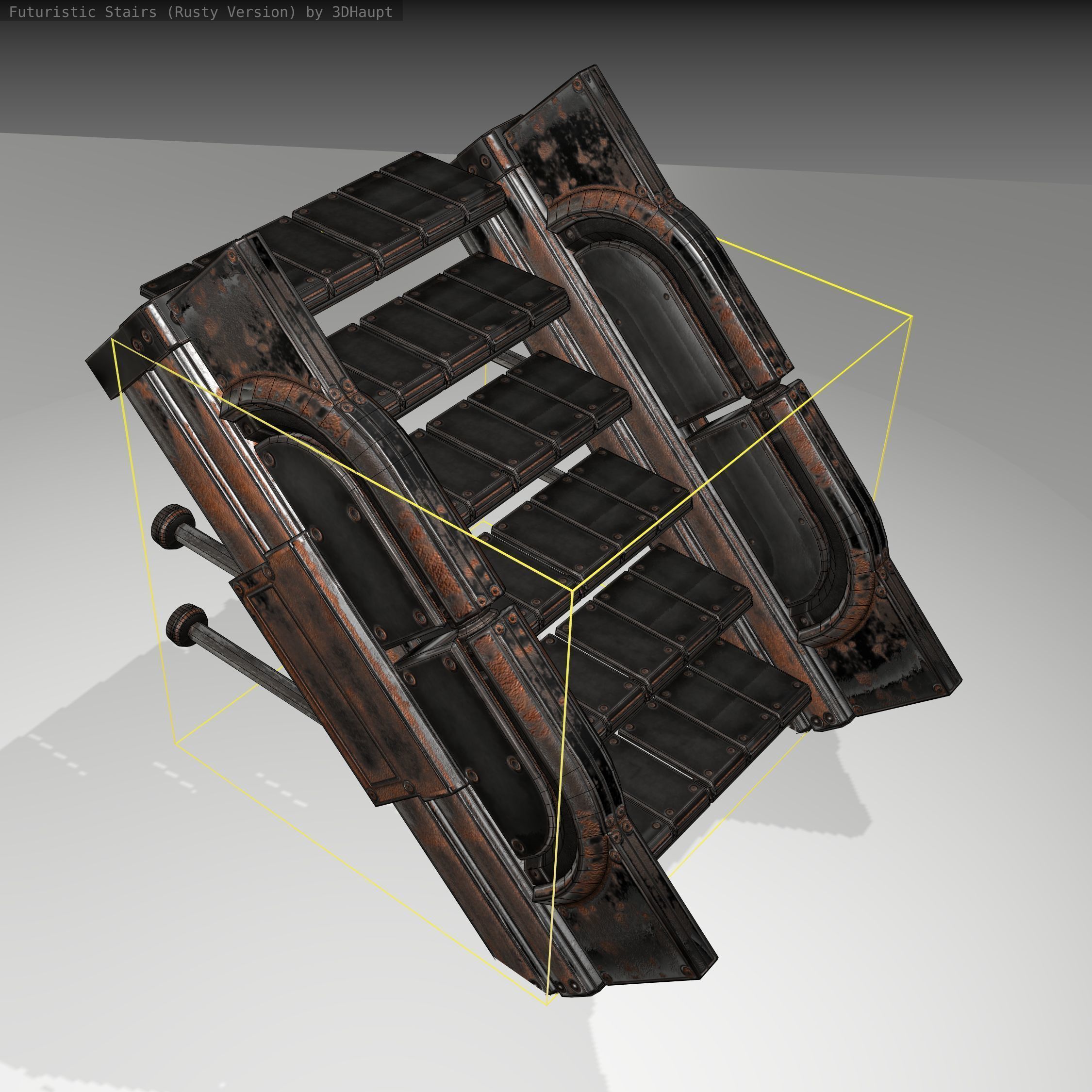Futuristic Stairs - 21 - Rusty Textures Low-poly 3D model_19