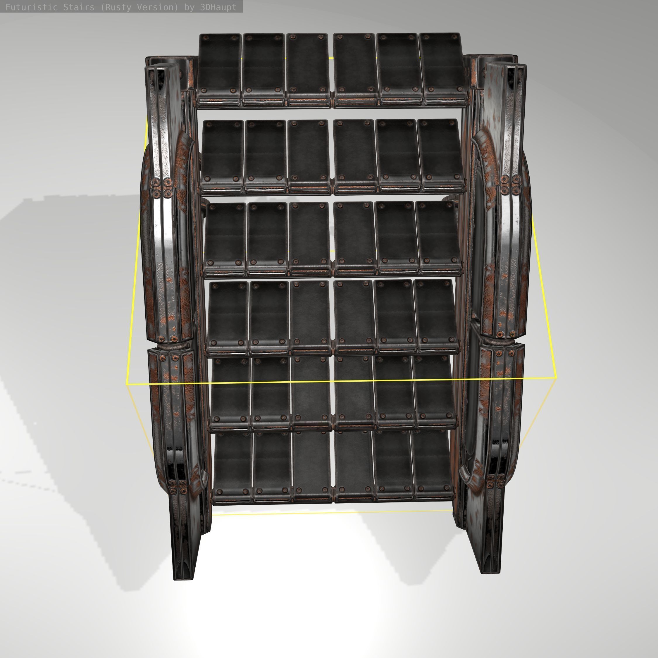 Futuristic Stairs - 21 - Rusty Textures Low-poly 3D model_14