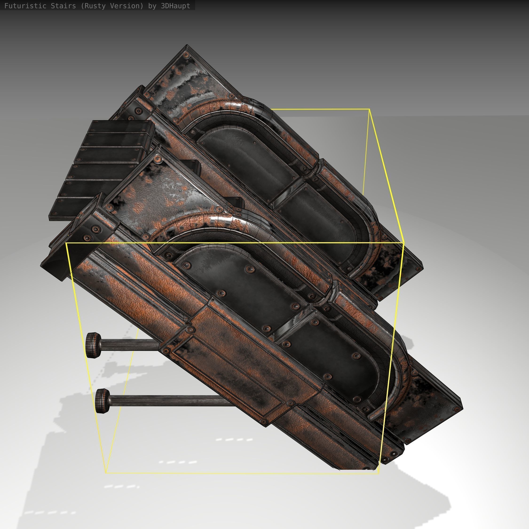 Futuristic Stairs - 21 - Rusty Textures Low-poly 3D model_4