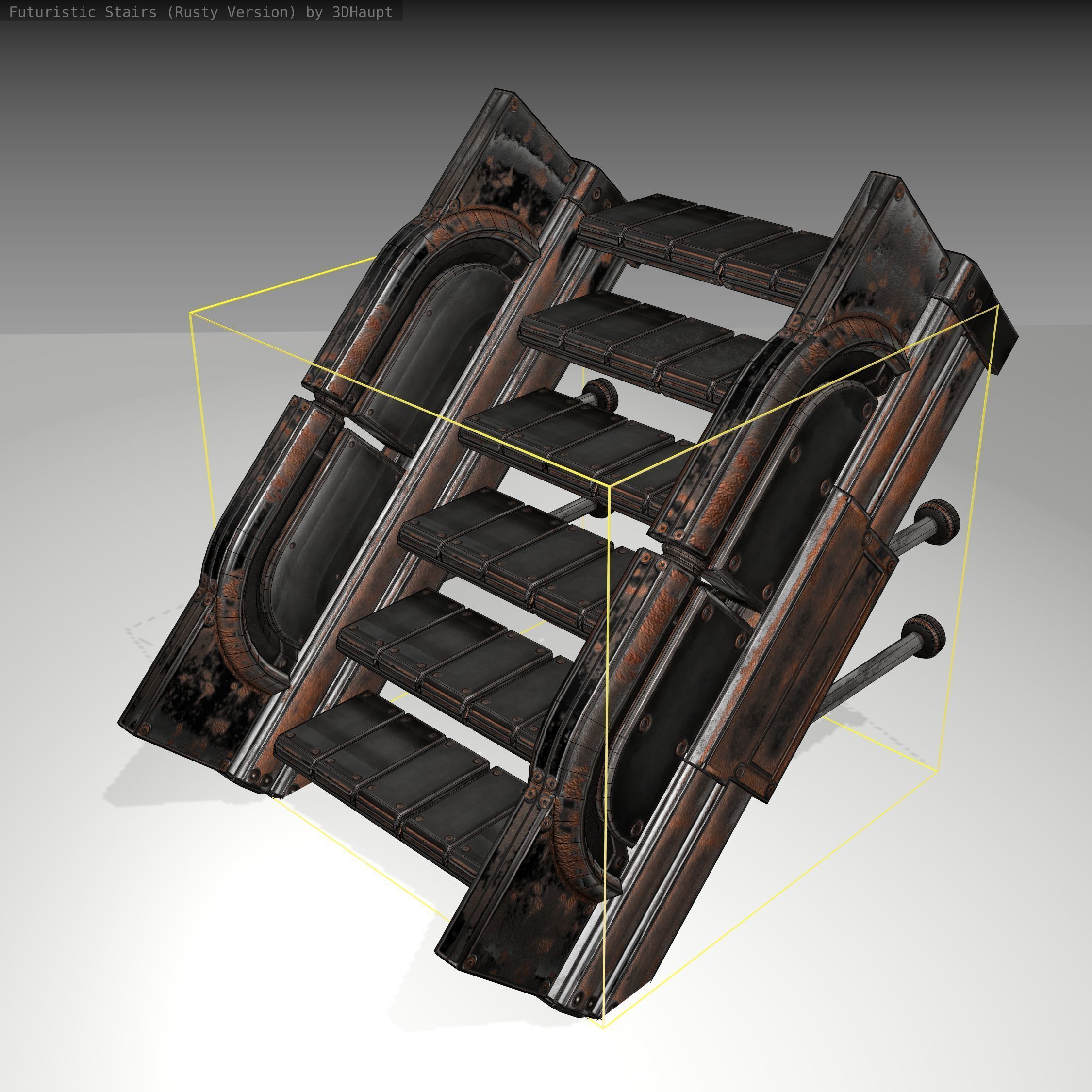 Futuristic Stairs - 21 - Rusty Textures Low-poly 3D model_7