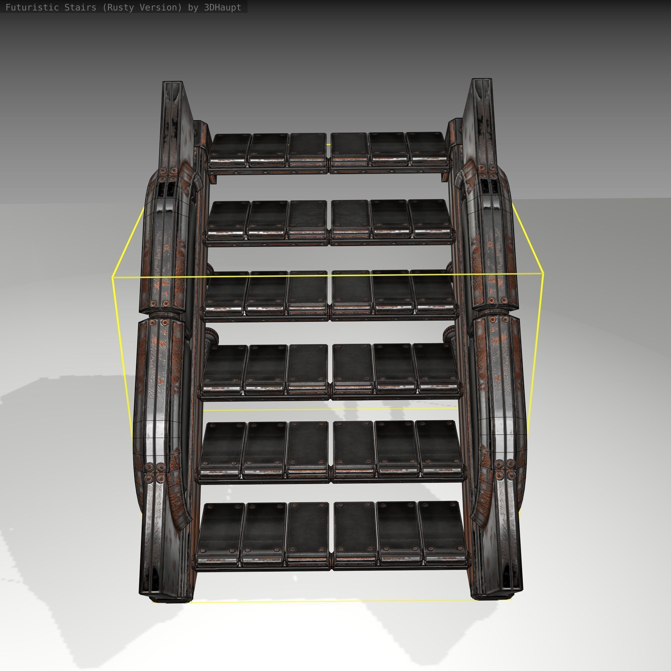 Futuristic Stairs - 21 - Rusty Textures Low-poly 3D model_6
