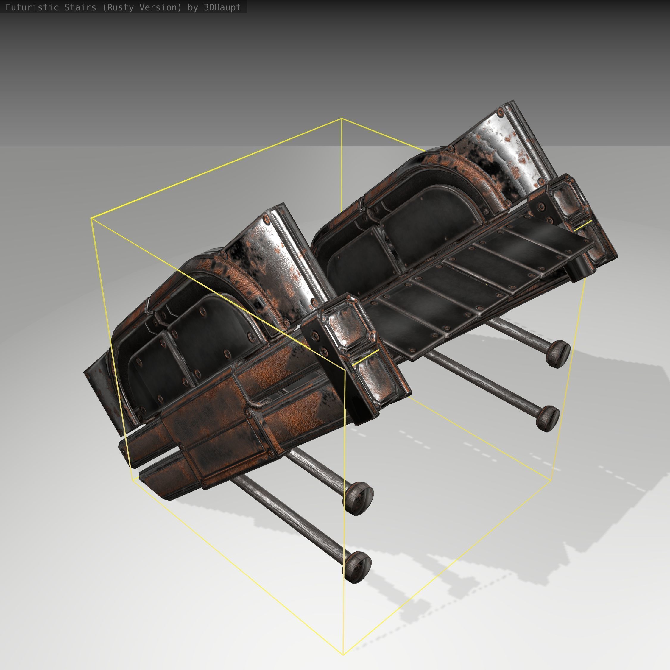 Futuristic Stairs - 21 - Rusty Textures Low-poly 3D model_1