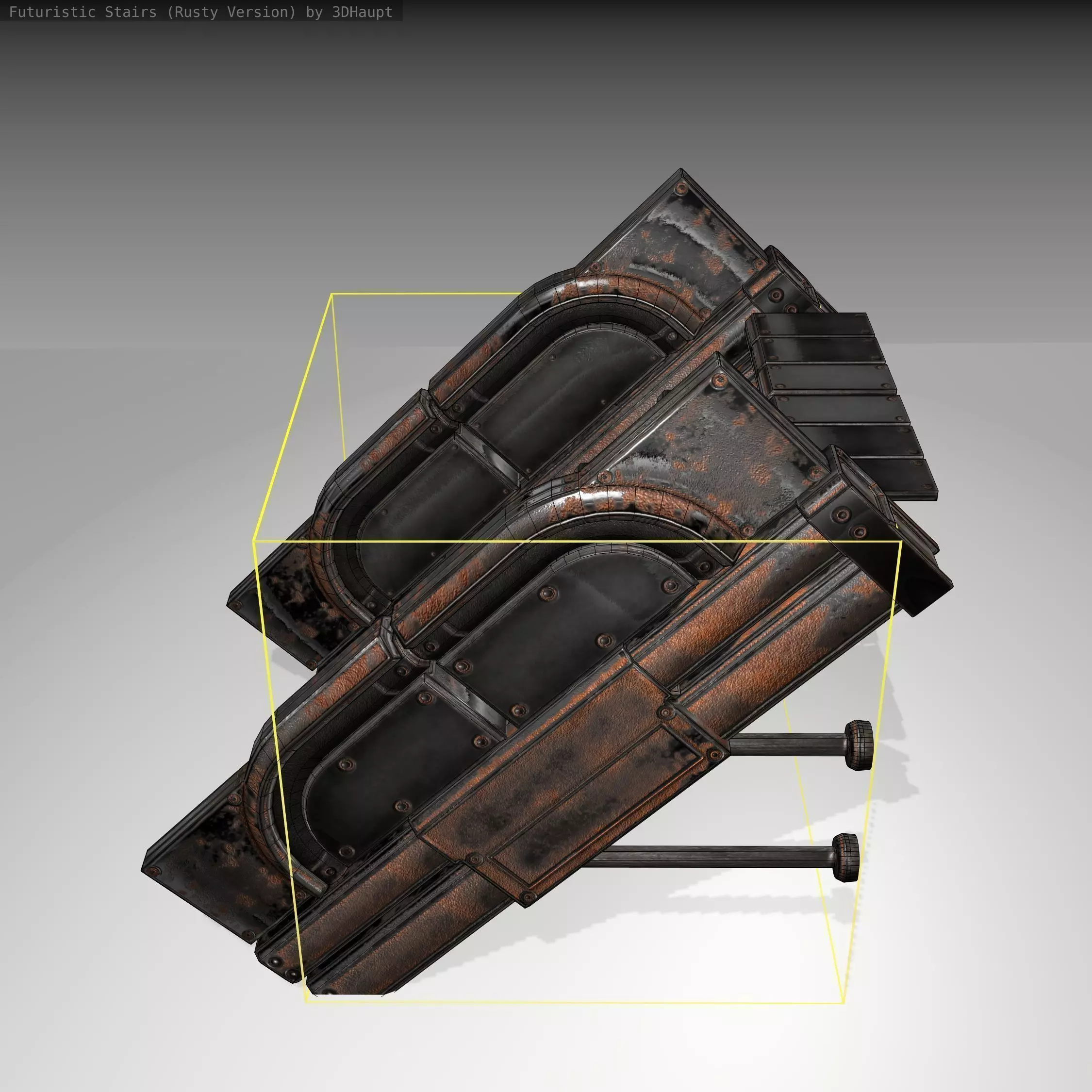 Futuristic Stairs - 21 - Rusty Textures Low-poly 3D model_0