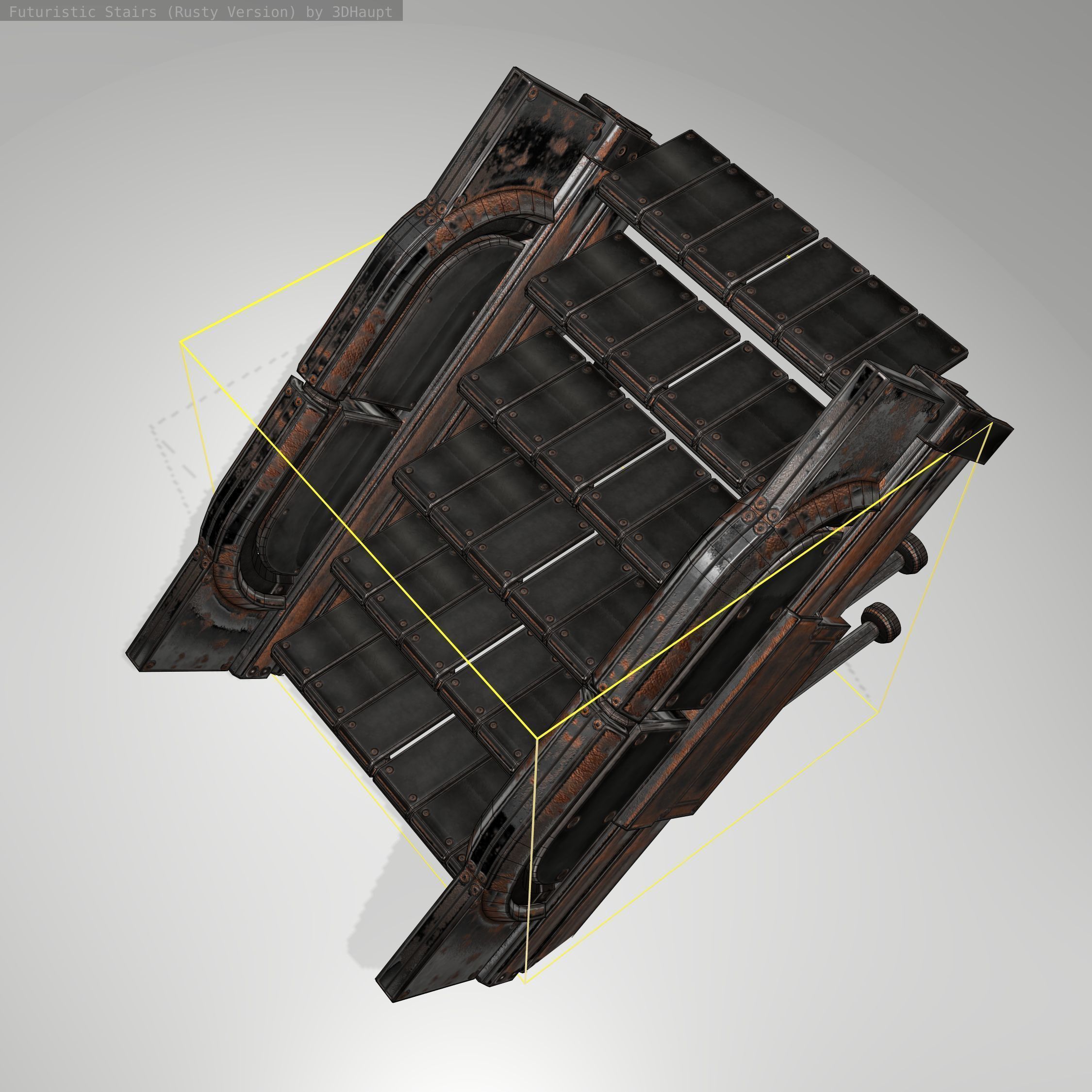 Futuristic Stairs - 21 - Rusty Textures Low-poly 3D model_15