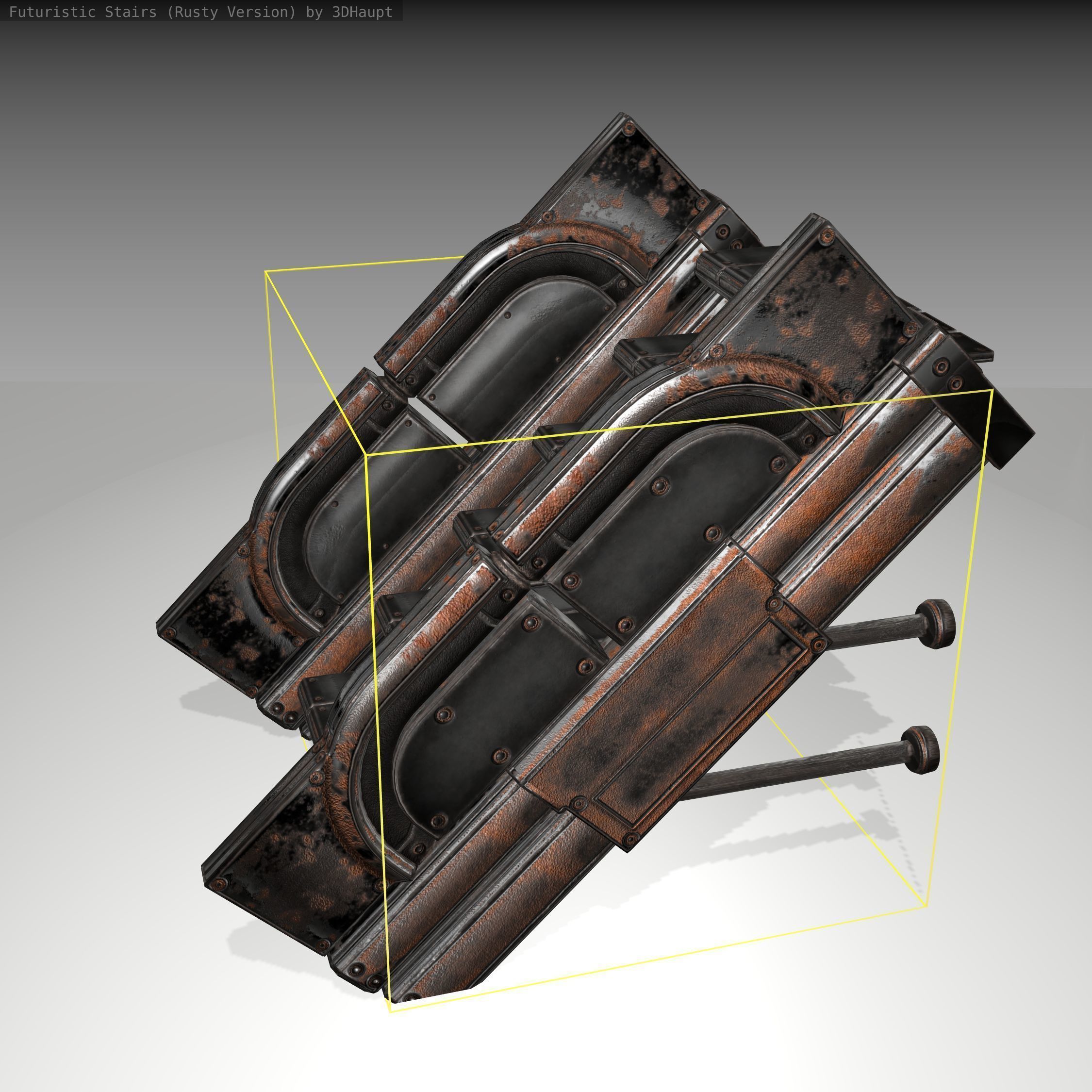 Futuristic Stairs - 21 - Rusty Textures Low-poly 3D model_23