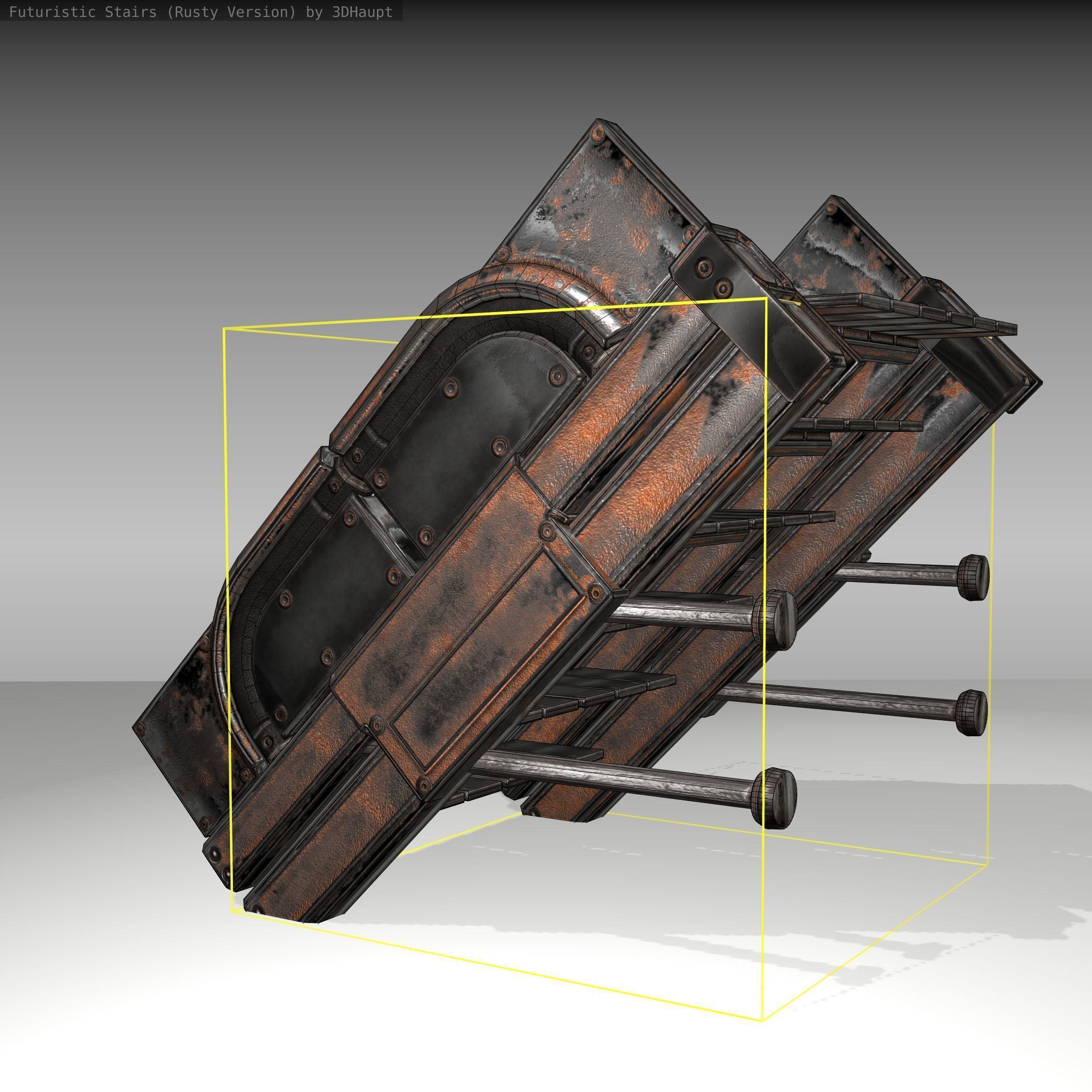 Futuristic Stairs - 21 - Rusty Textures Low-poly 3D model_9